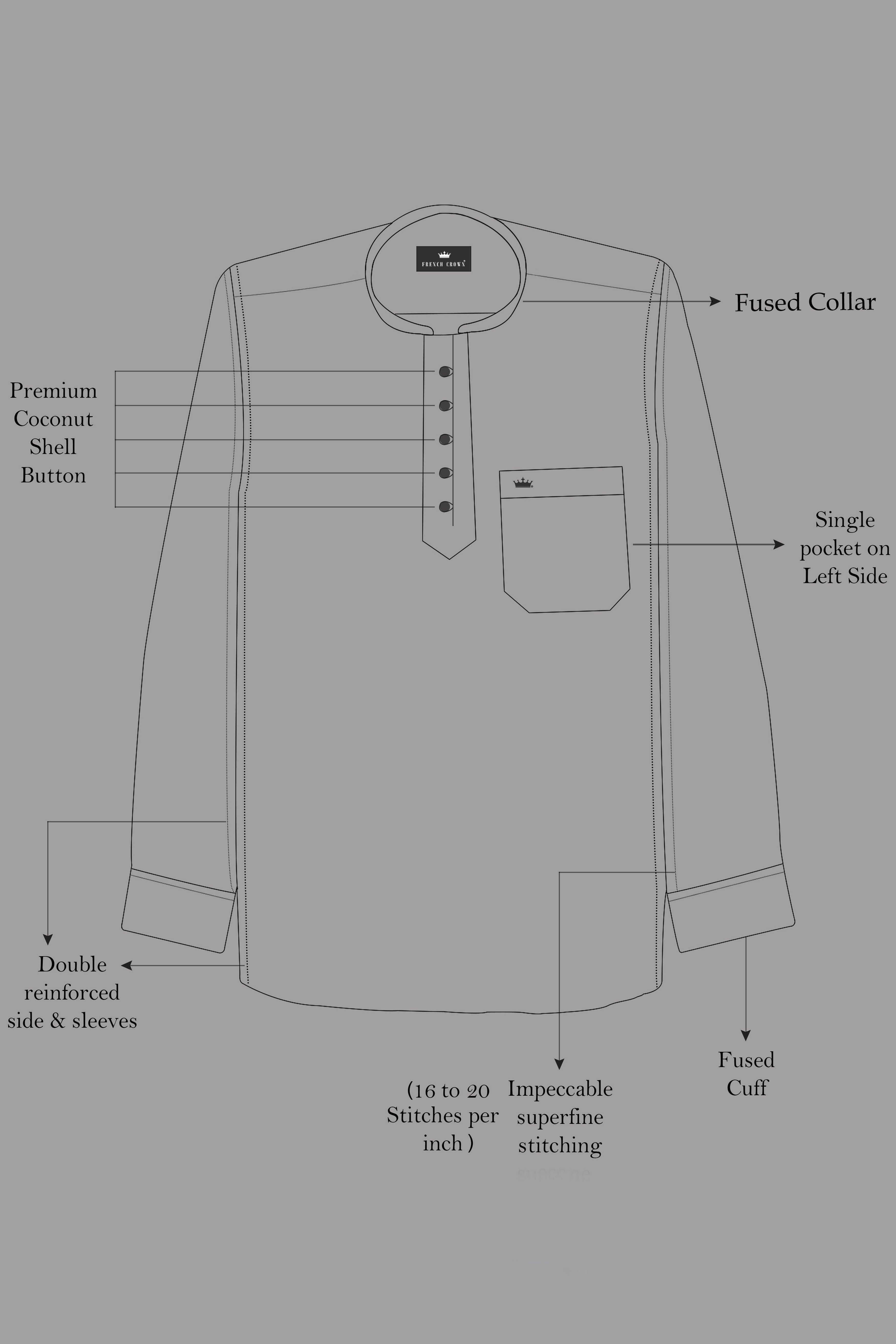 Ventoro Pickled Blue Textured Denim Super Soft Premium Cotton Casual Kurta Shirt