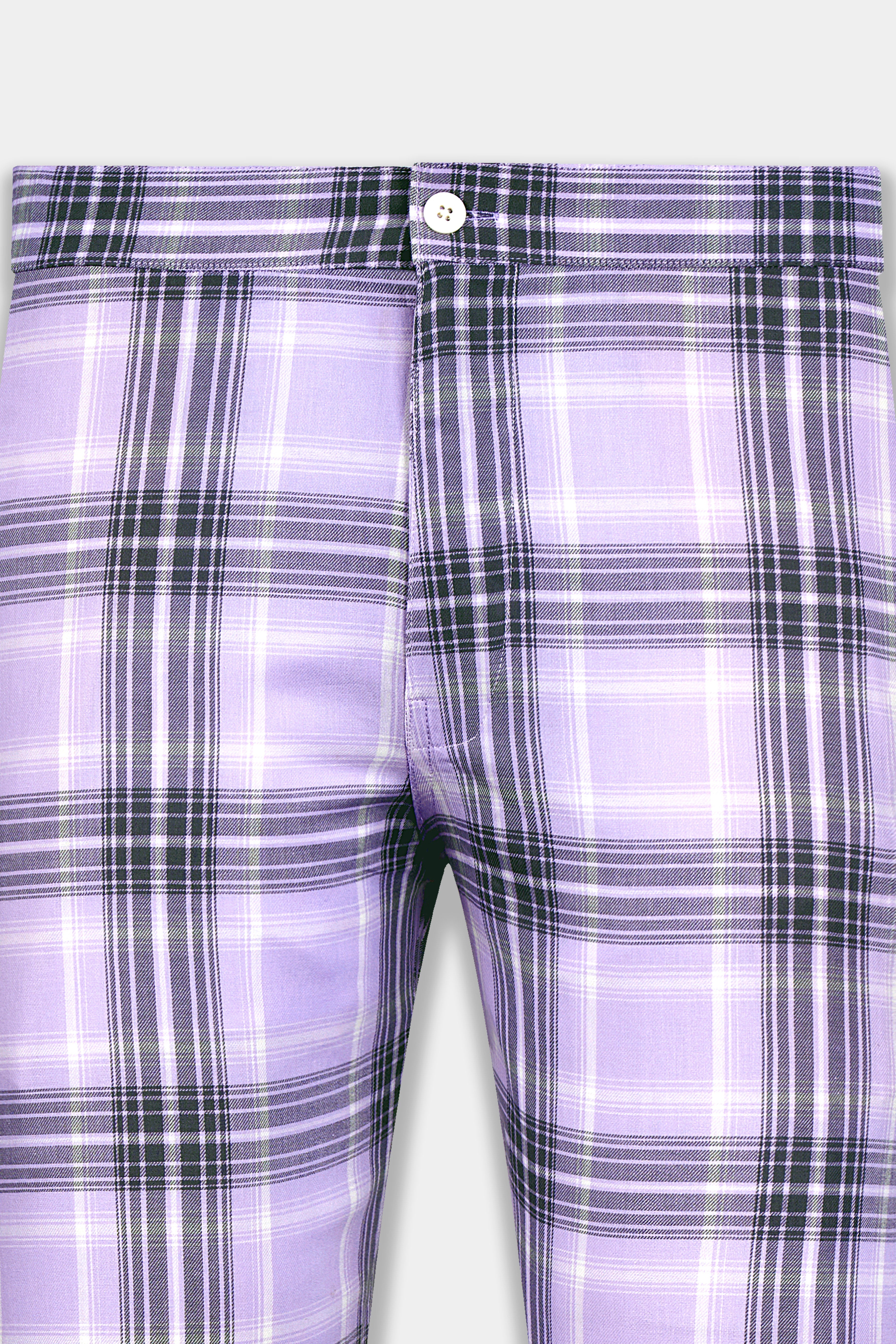 Lilac Blue Gravel Gray Plaid Twill Premium Cotton Lounge Pant