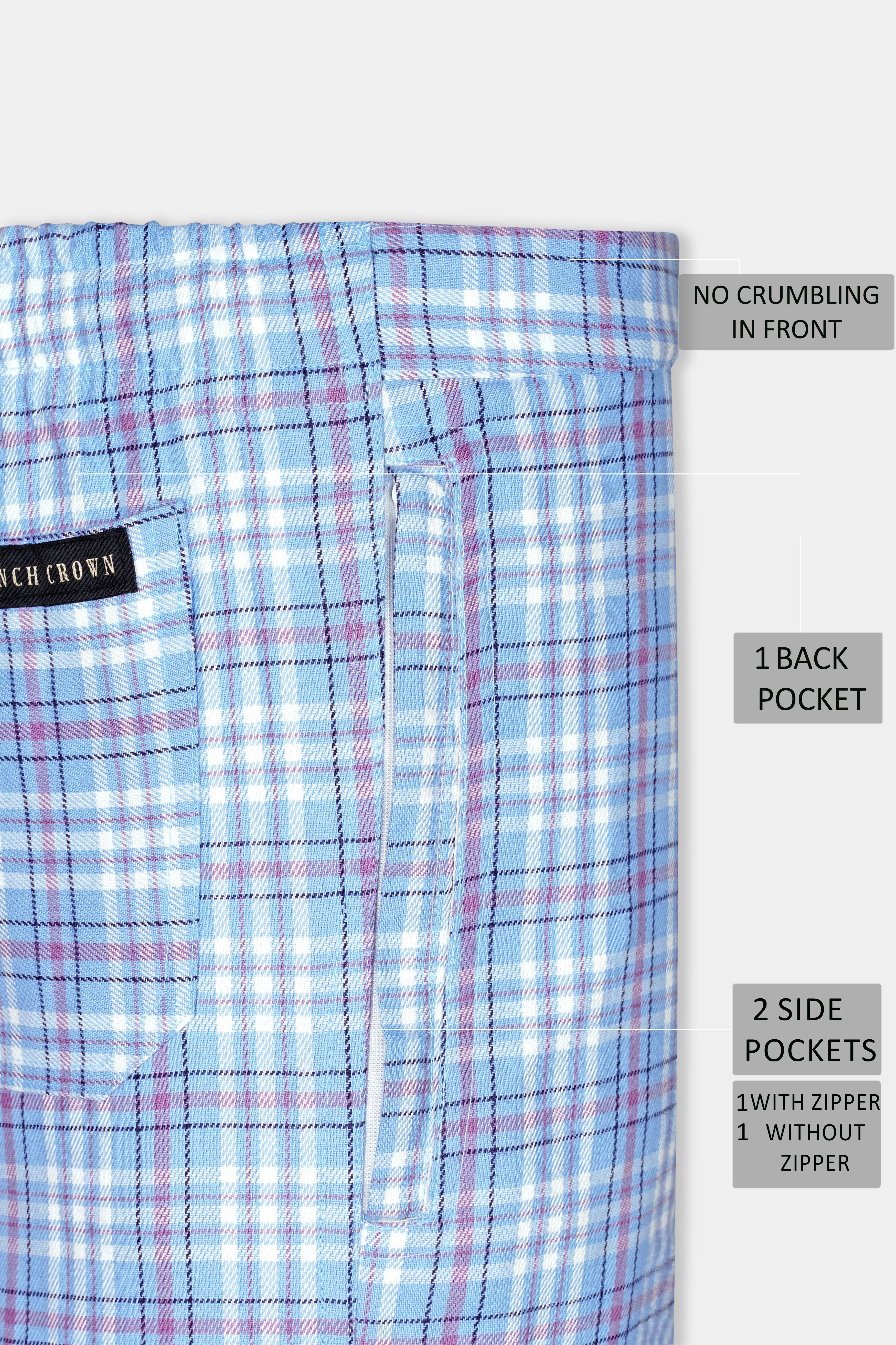 Jordy Blue with Amethyst Purple Plaid Twill Premium Cotton Lounge Pant