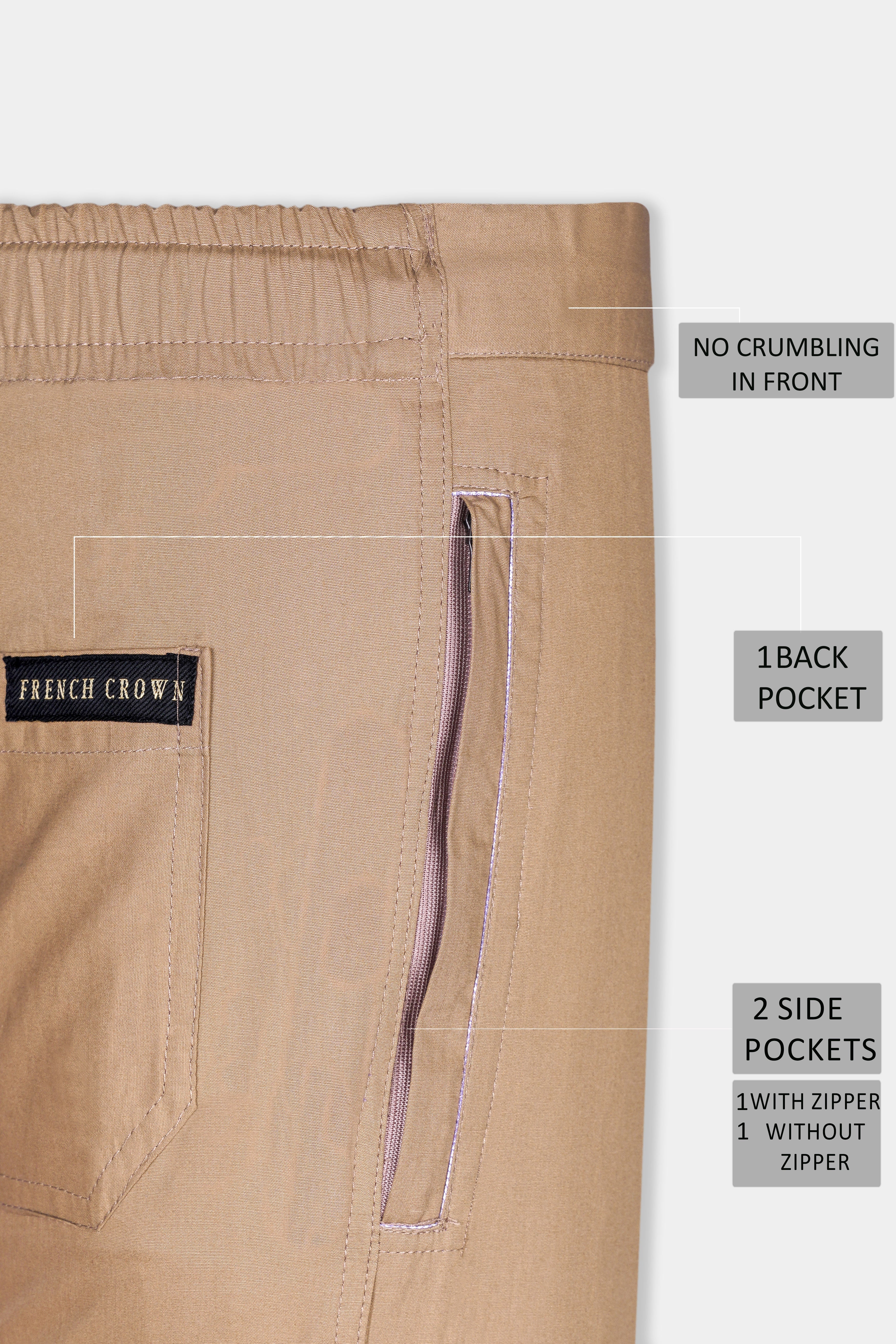 Stone Brown Dobby Textured Poplin Giza Cotton Lounge Pant
