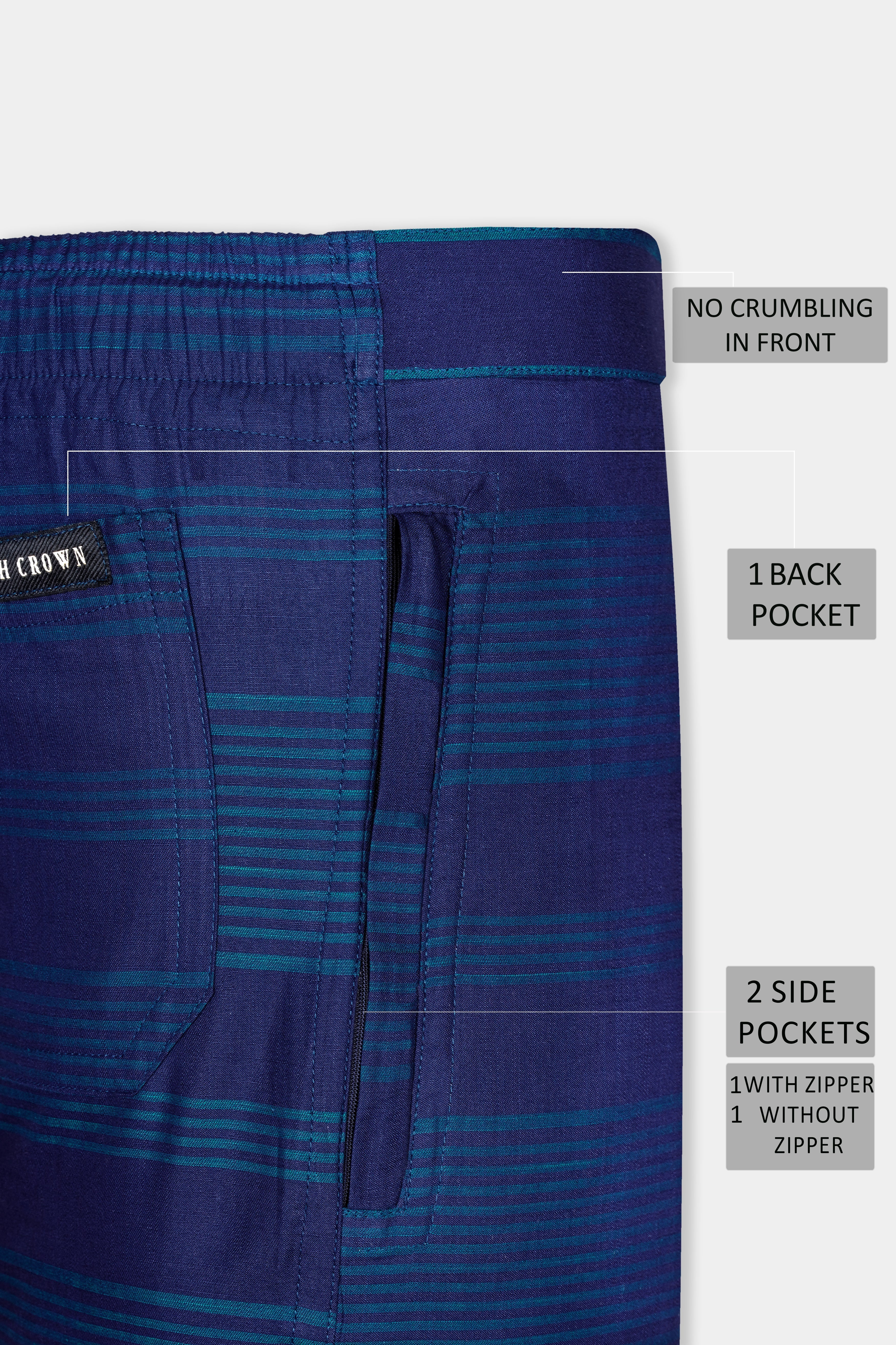 Violent Blue and Cyan Horizontal Striped Oxford Cotton Lounge Pant