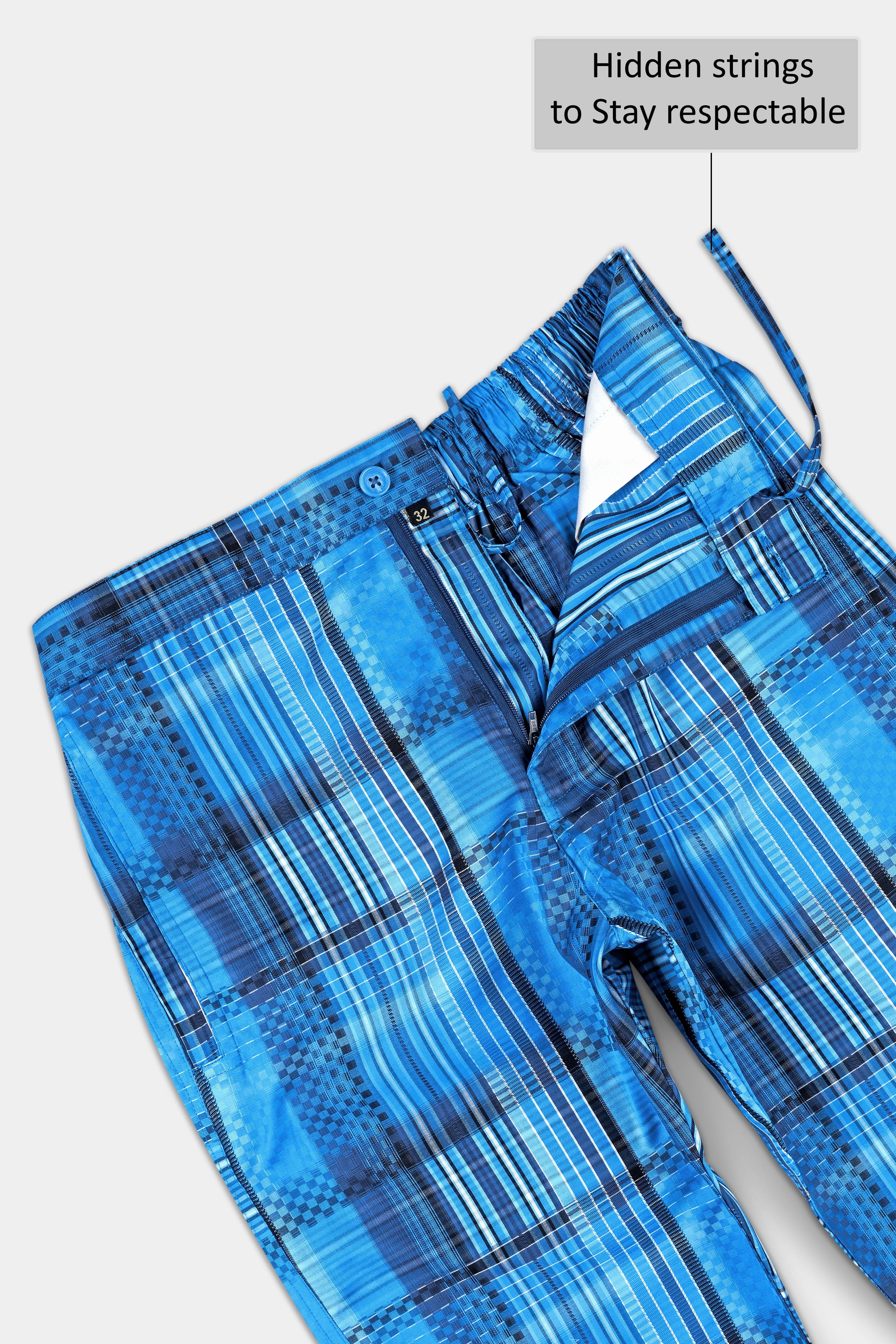 Pictoh Blue Jacquard Textured Premium Cotton Lounge Pant