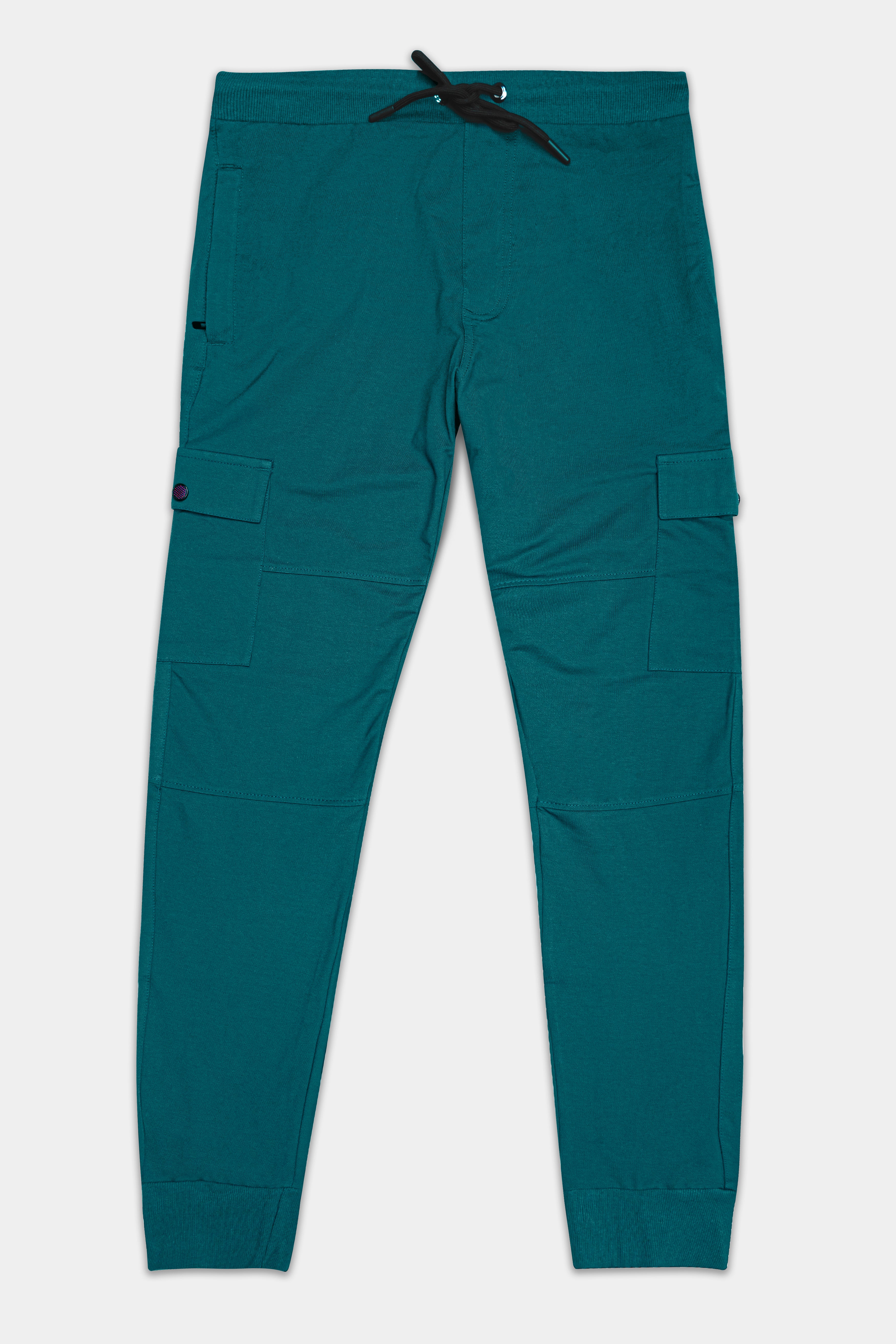 Cyprus Green Premium French Terry Cotton Cargo Joggers