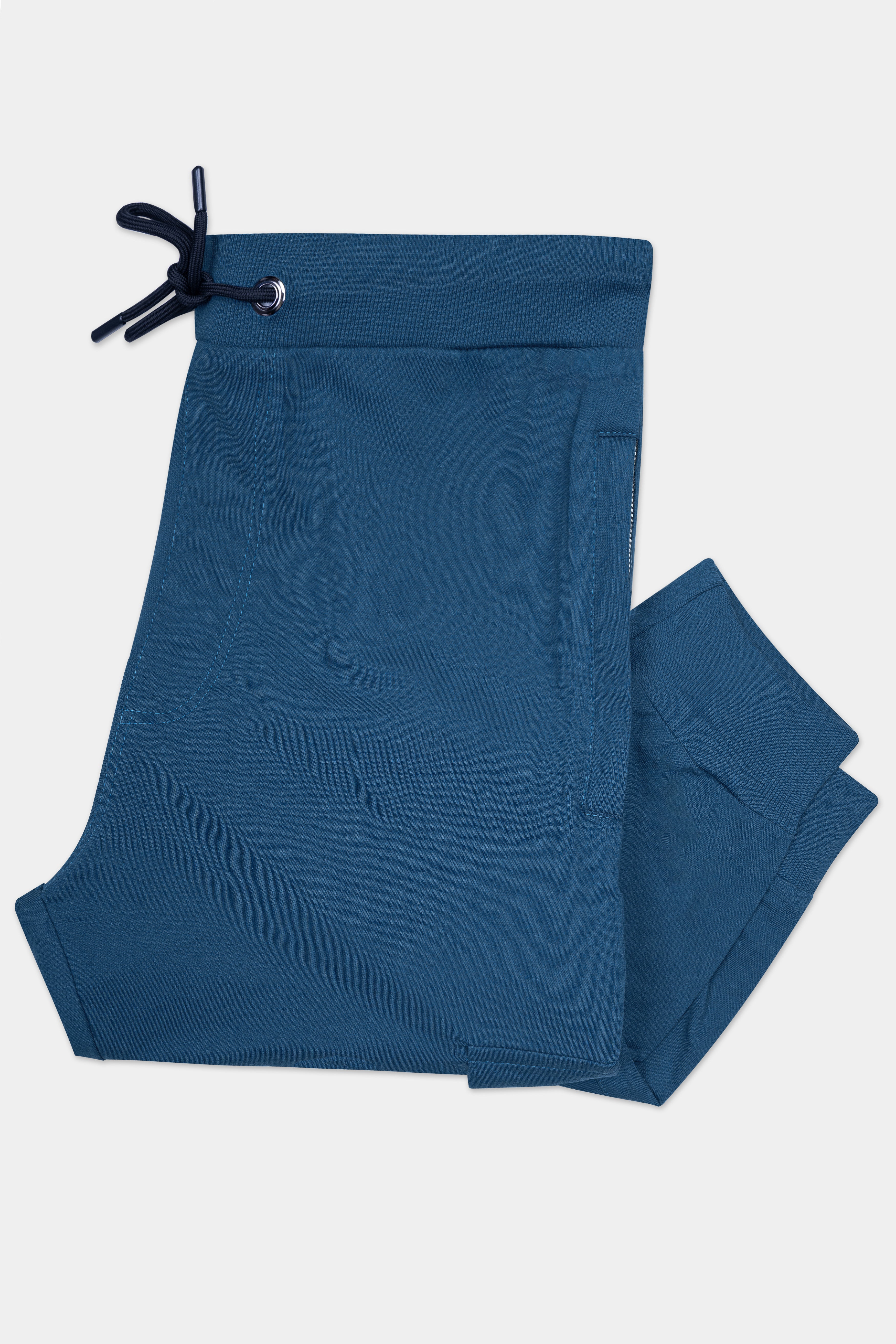 Nile Blue Premium French Terry Cotton Cargo Joggers