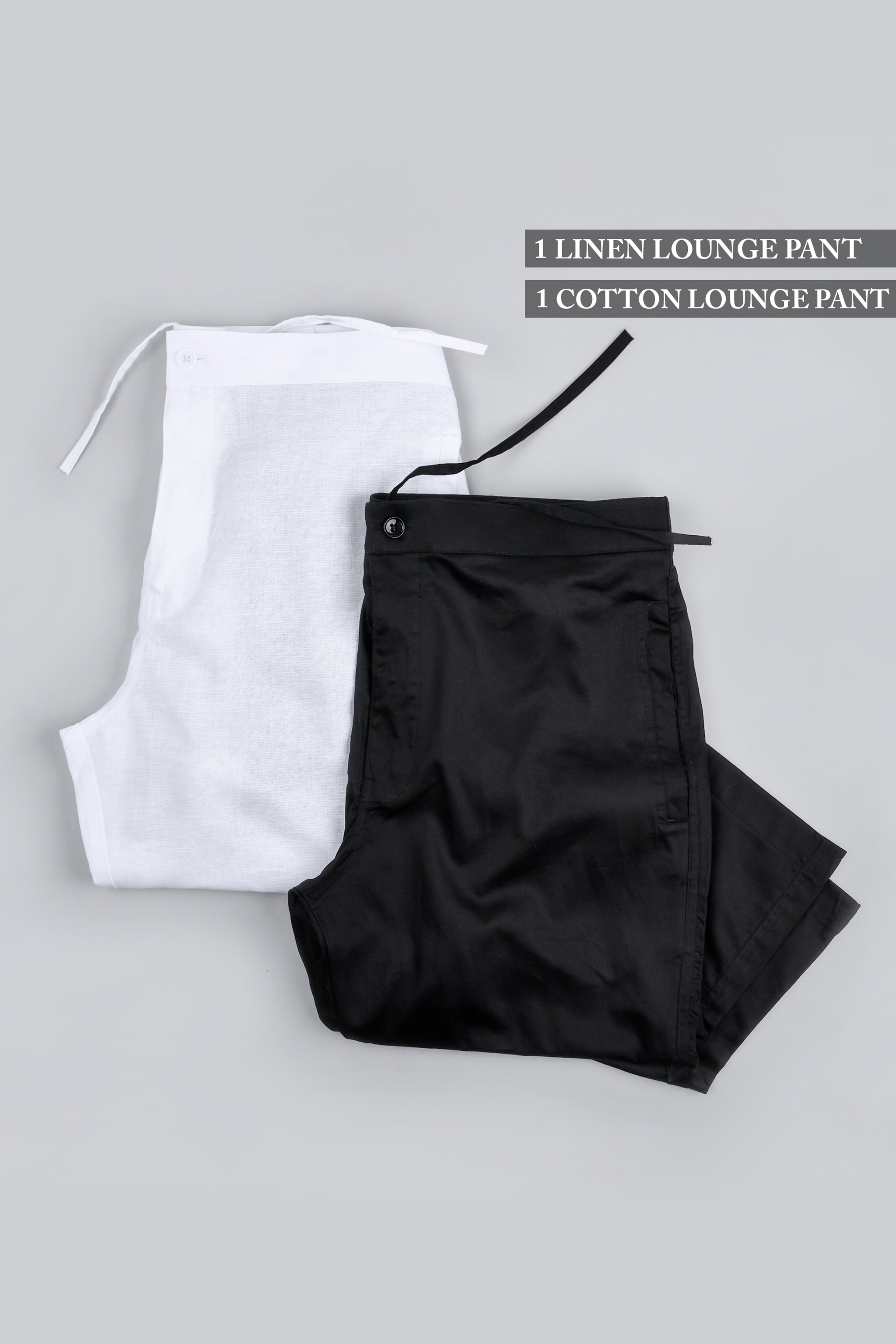 One white Linen and One Black Cotton Lounge Pants