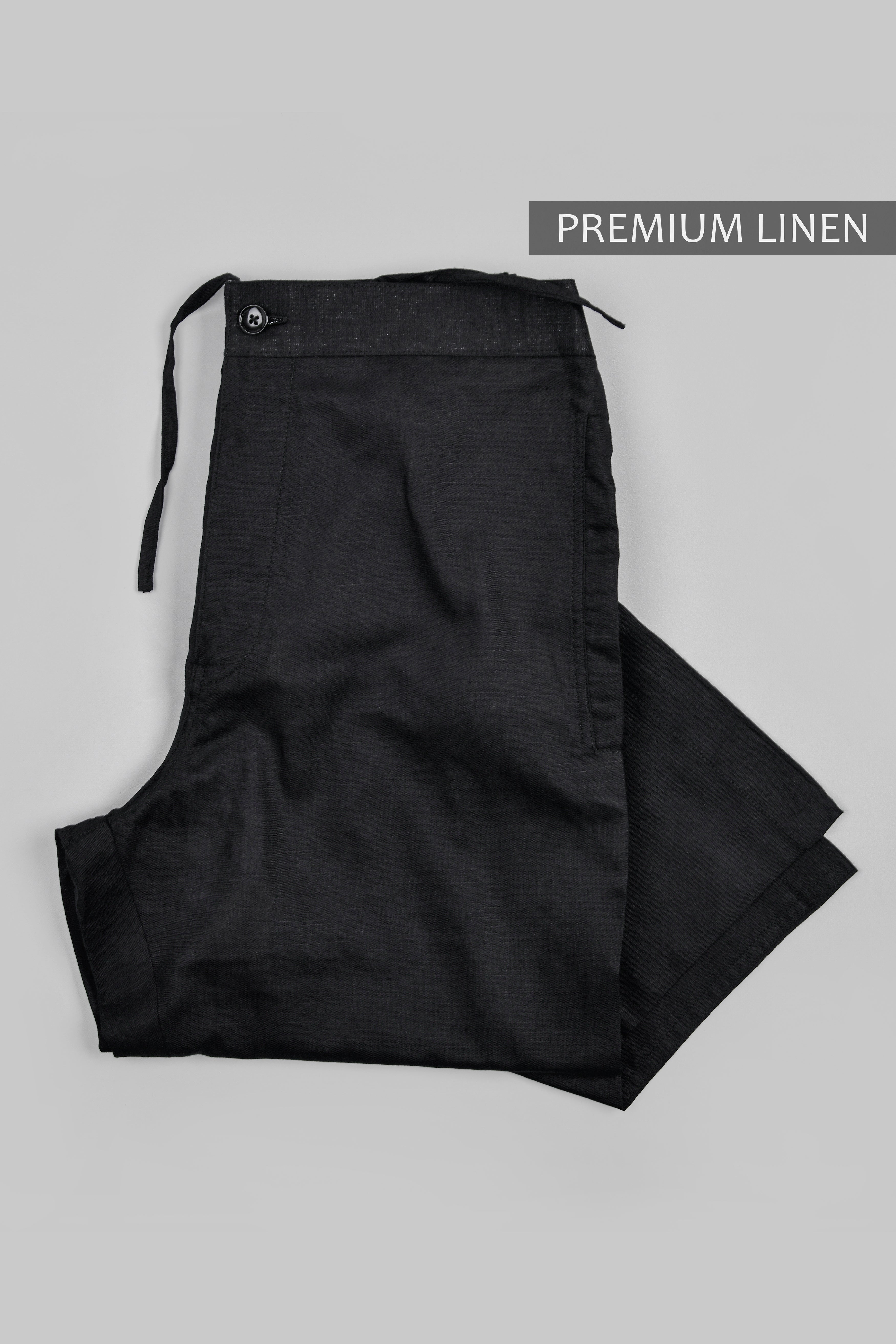 One Black Linen and One Black Cotton Lounge Pants