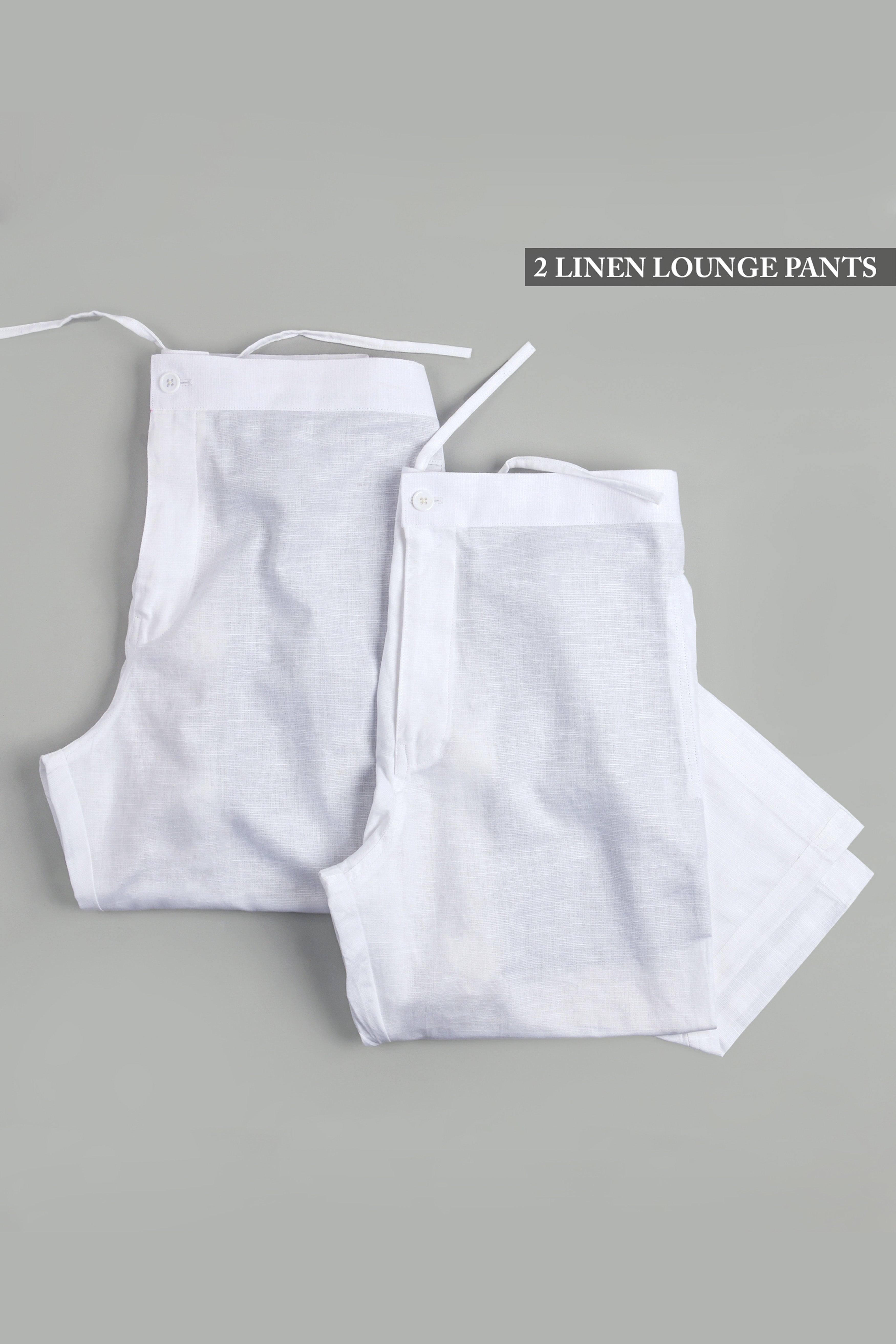 Two White Premium Linen Lounge Pants