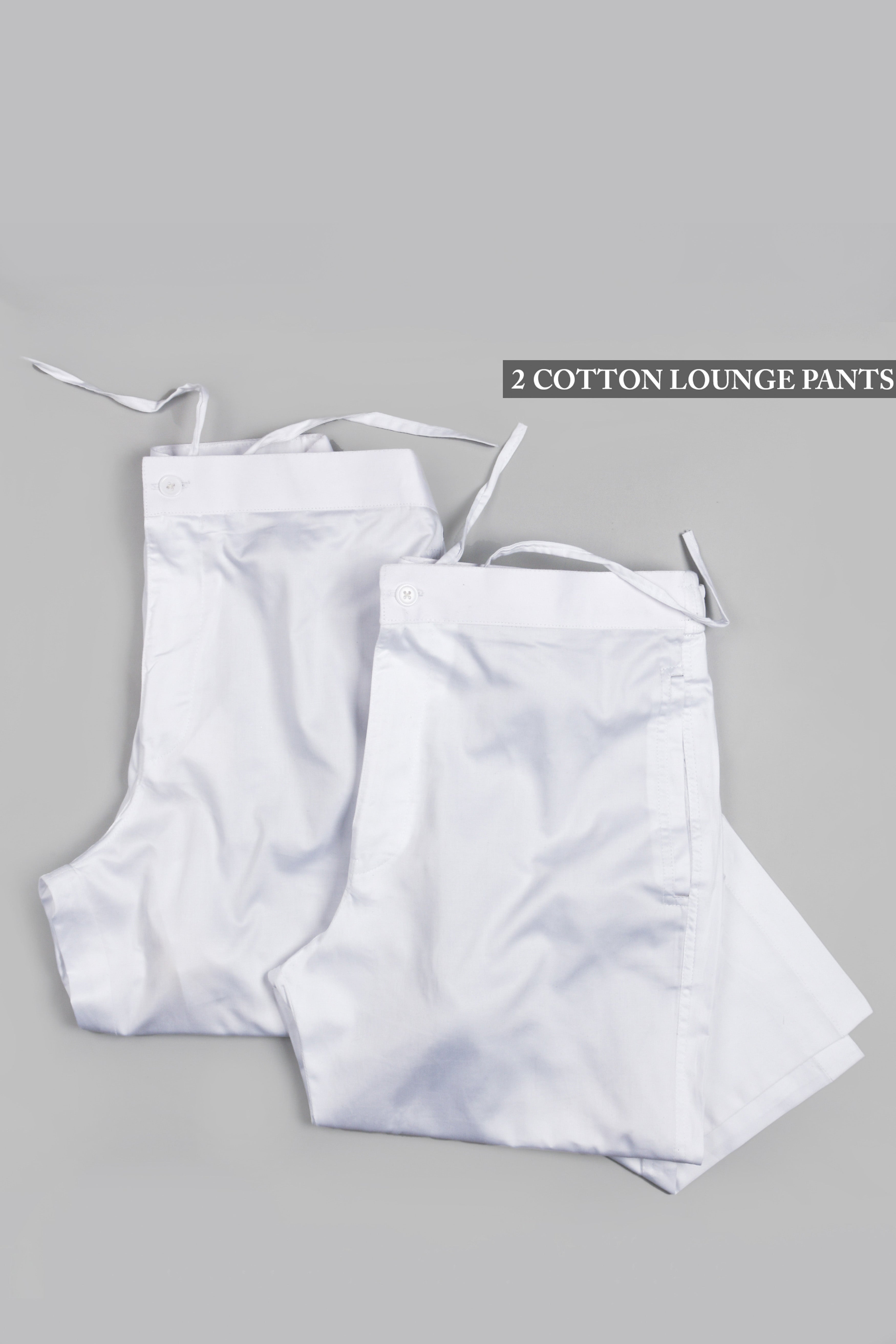 Two White Premium Cotton Lounge Pants