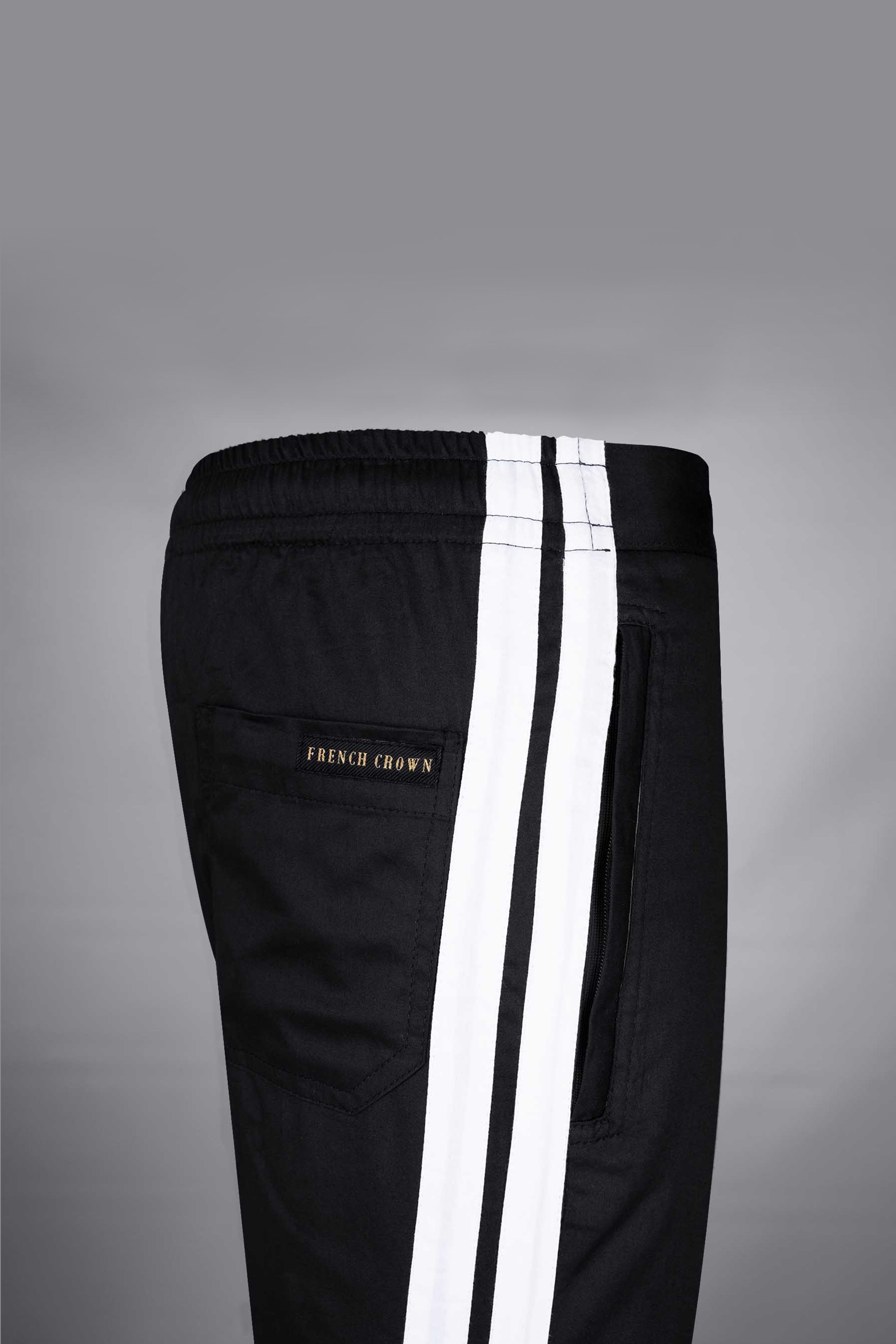 Jade Black And Bright White Super Soft Premium Cotton Designer Lounge Pants