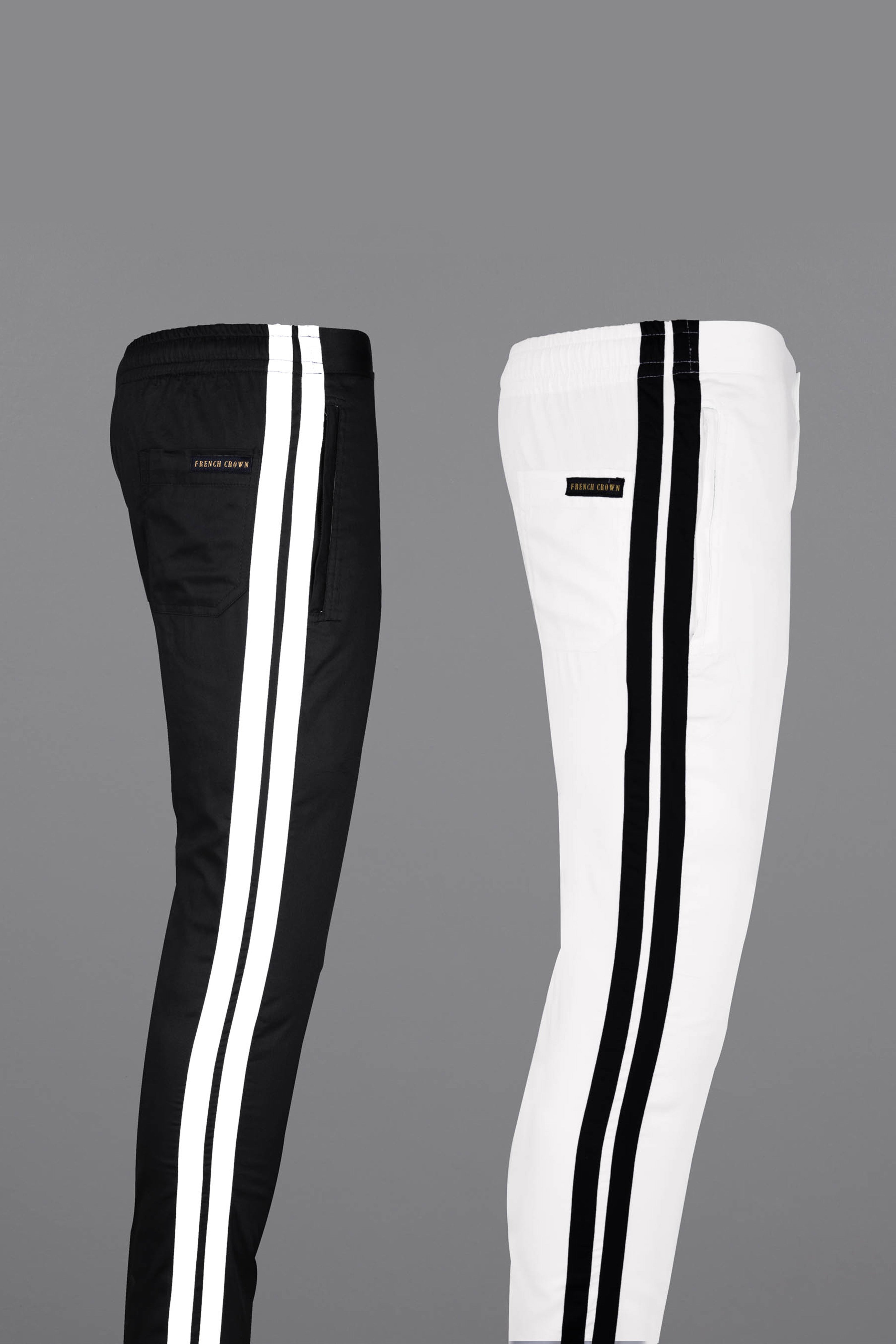 Jade Black And Bright White Super Soft Premium Cotton Designer Lounge Pants