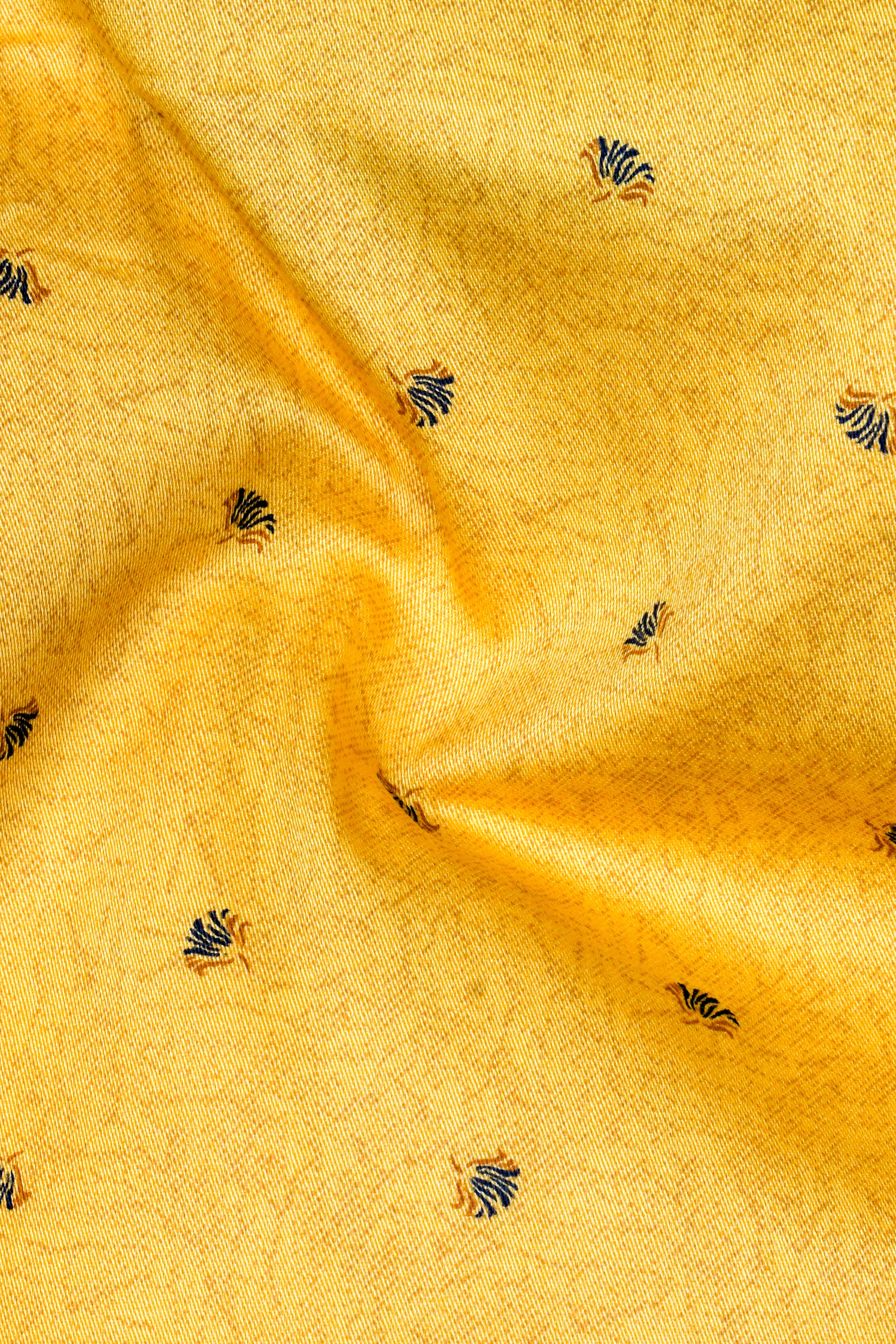 Aurelix-Saffron Yellow Printed Subtle Sheen Super Soft Premium Cotton Lounge Pant