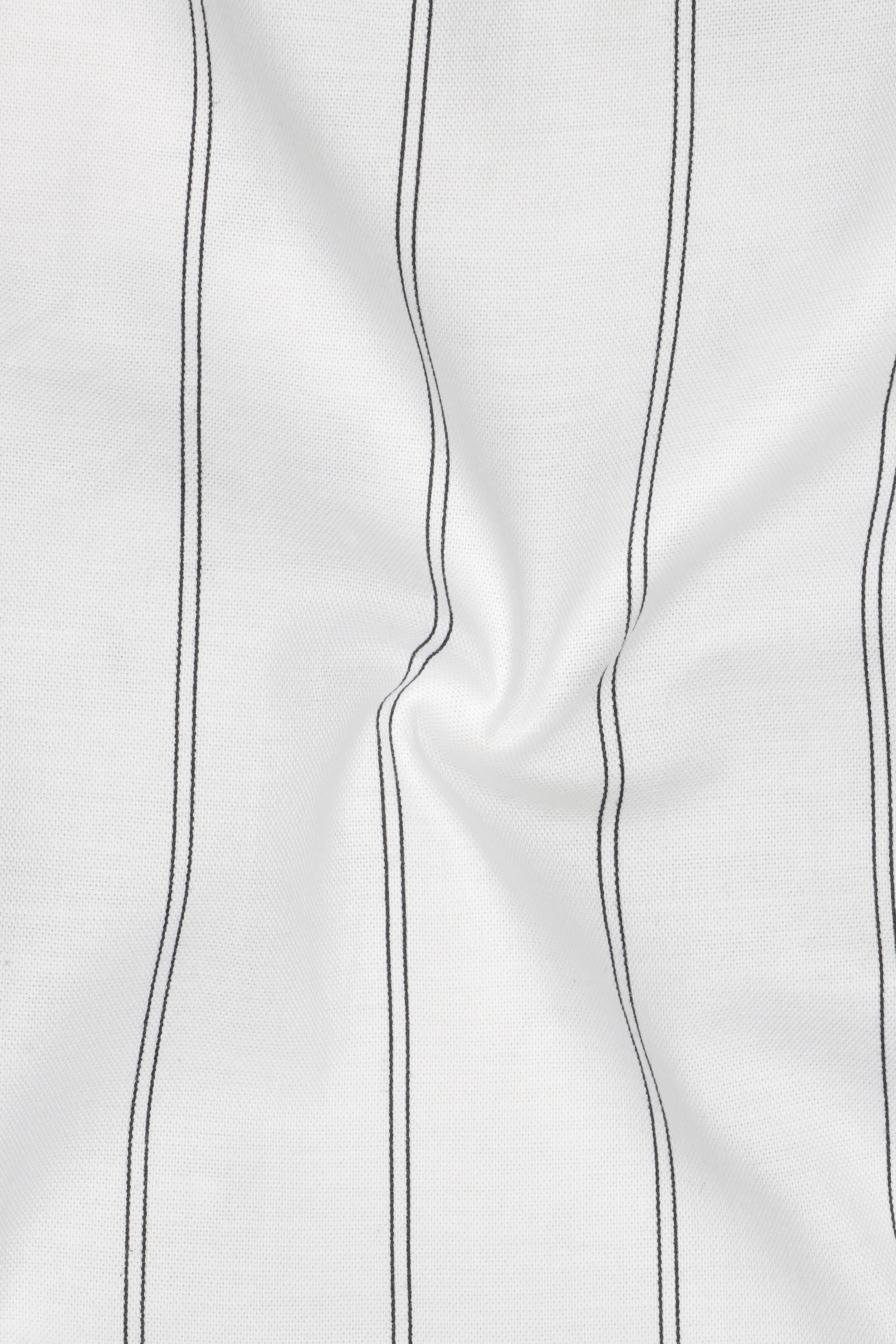 Striona-Bright White Striped Oxford Premium Cotton Lounge Pant