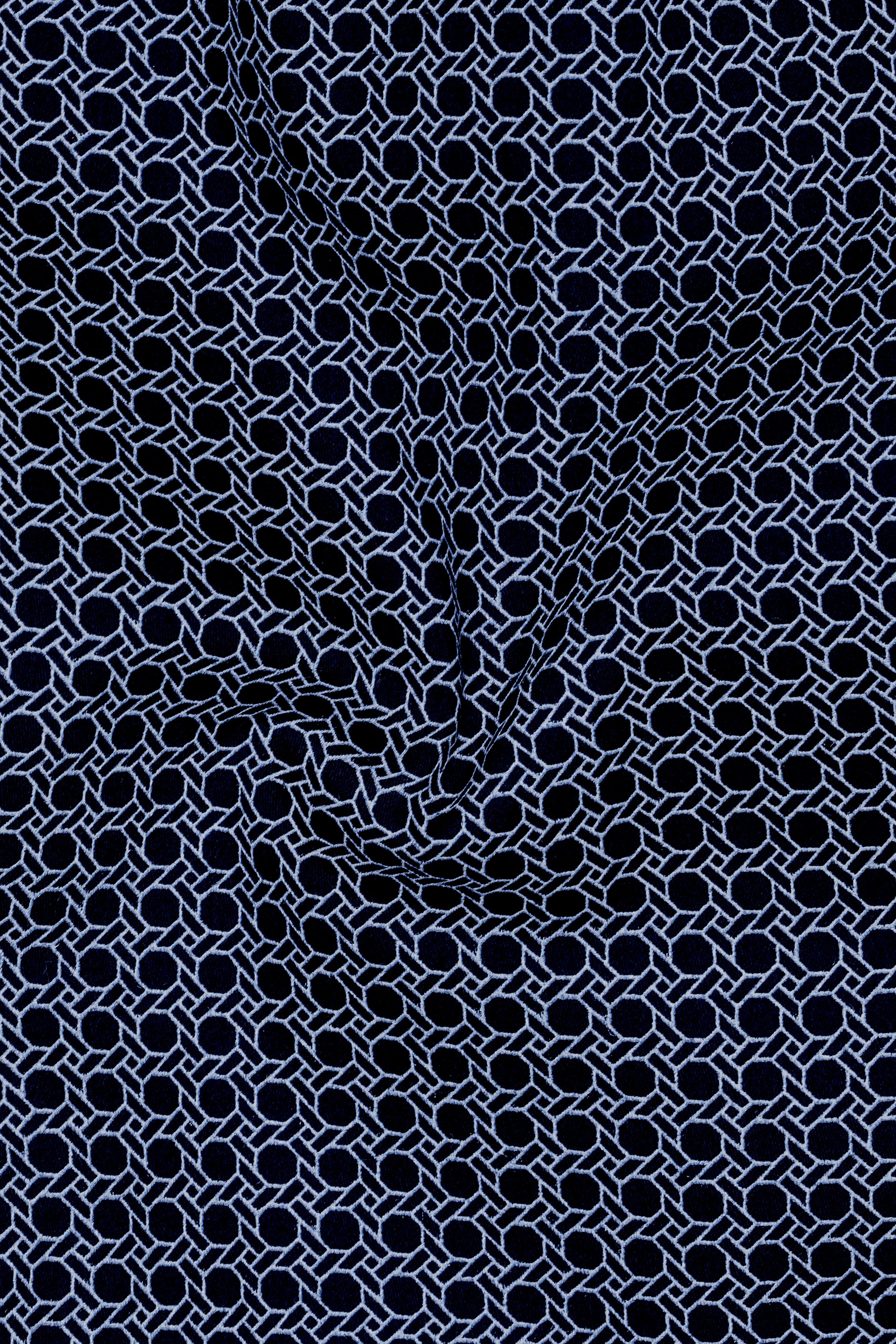 Cirvara-Ebony Blue Geometric Dot Printed Poplin Giza Cotton Lounge Pant