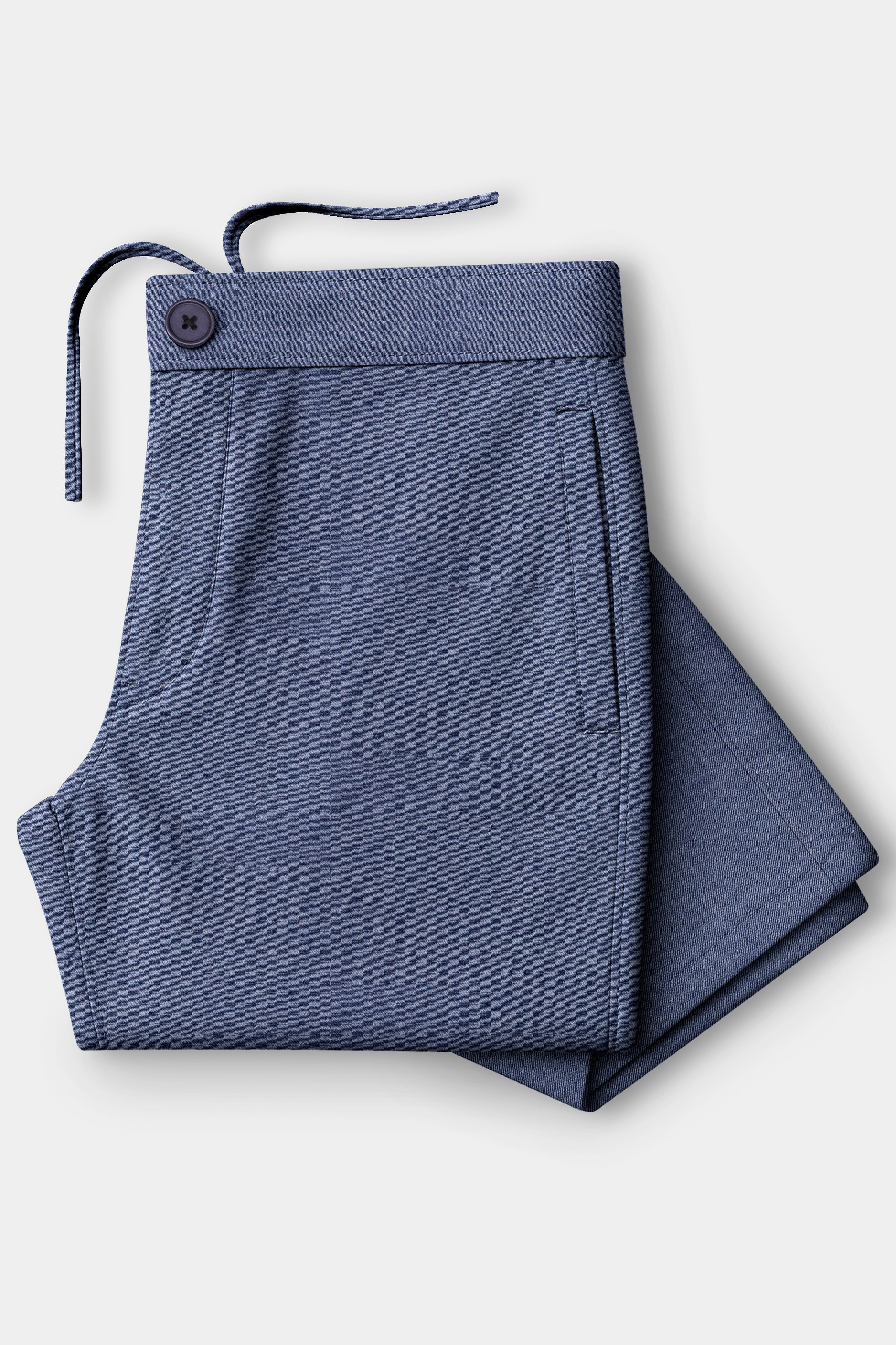 Denivell-Tuna Blue Super Soft Chambray Premium Cotton Lounge Pant