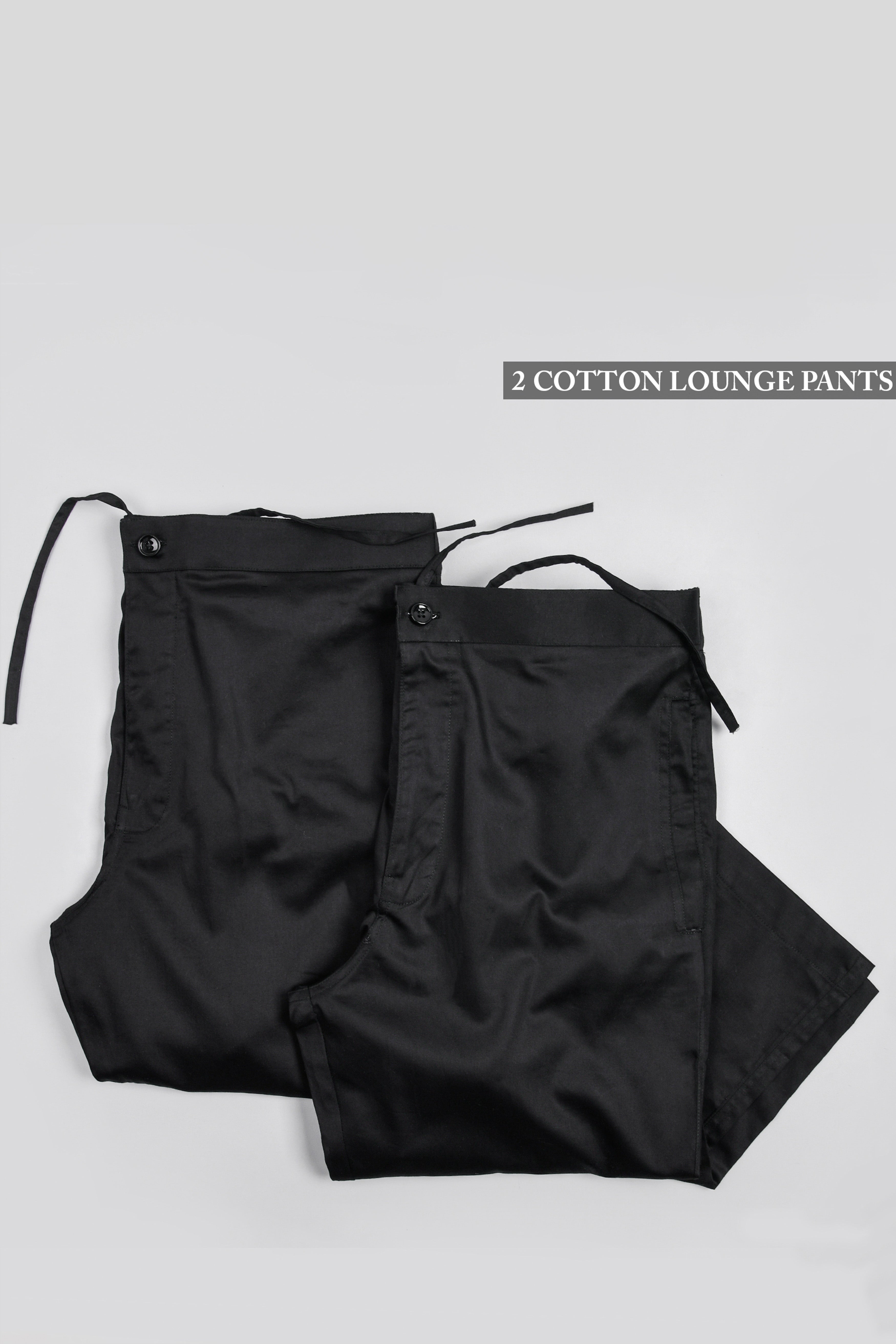 Two Black Premium Cotton Lounge Pants