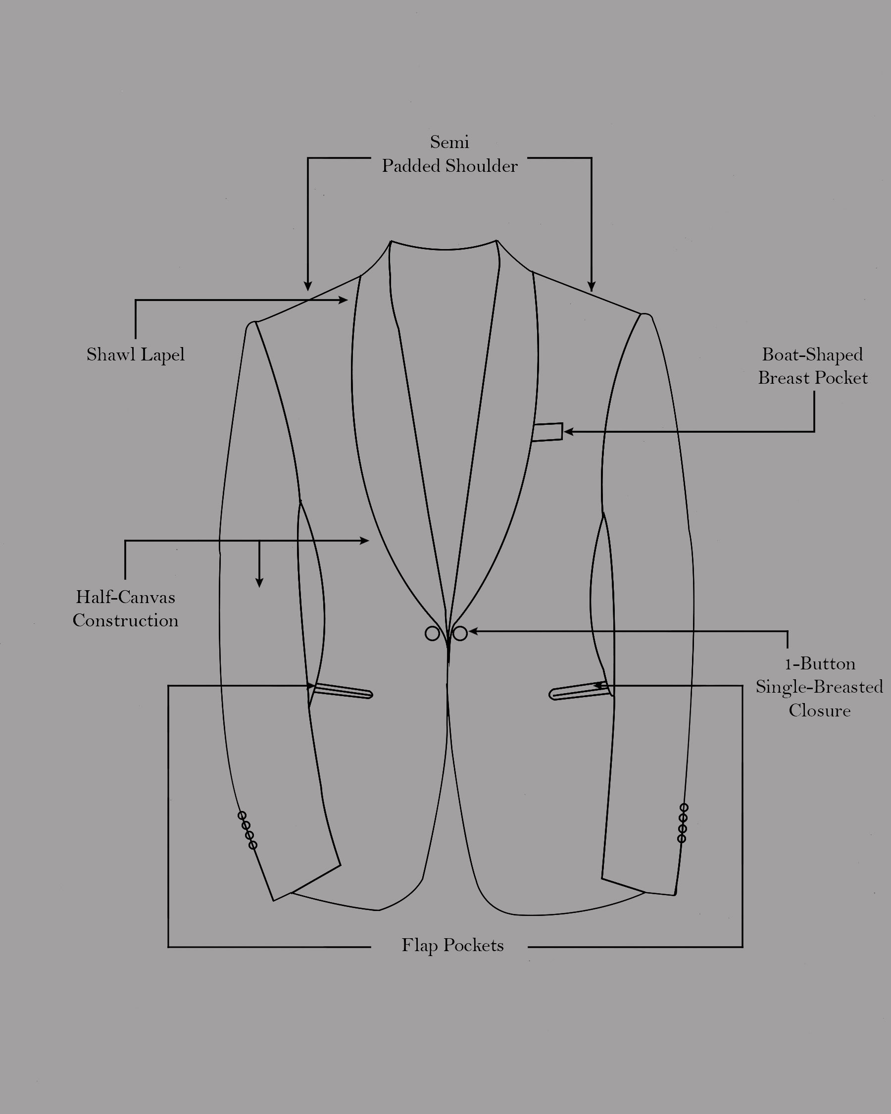 Friar Gray and Pavlova Brown Geometric Pattern Jacquard Weave Tuxedo Blazer