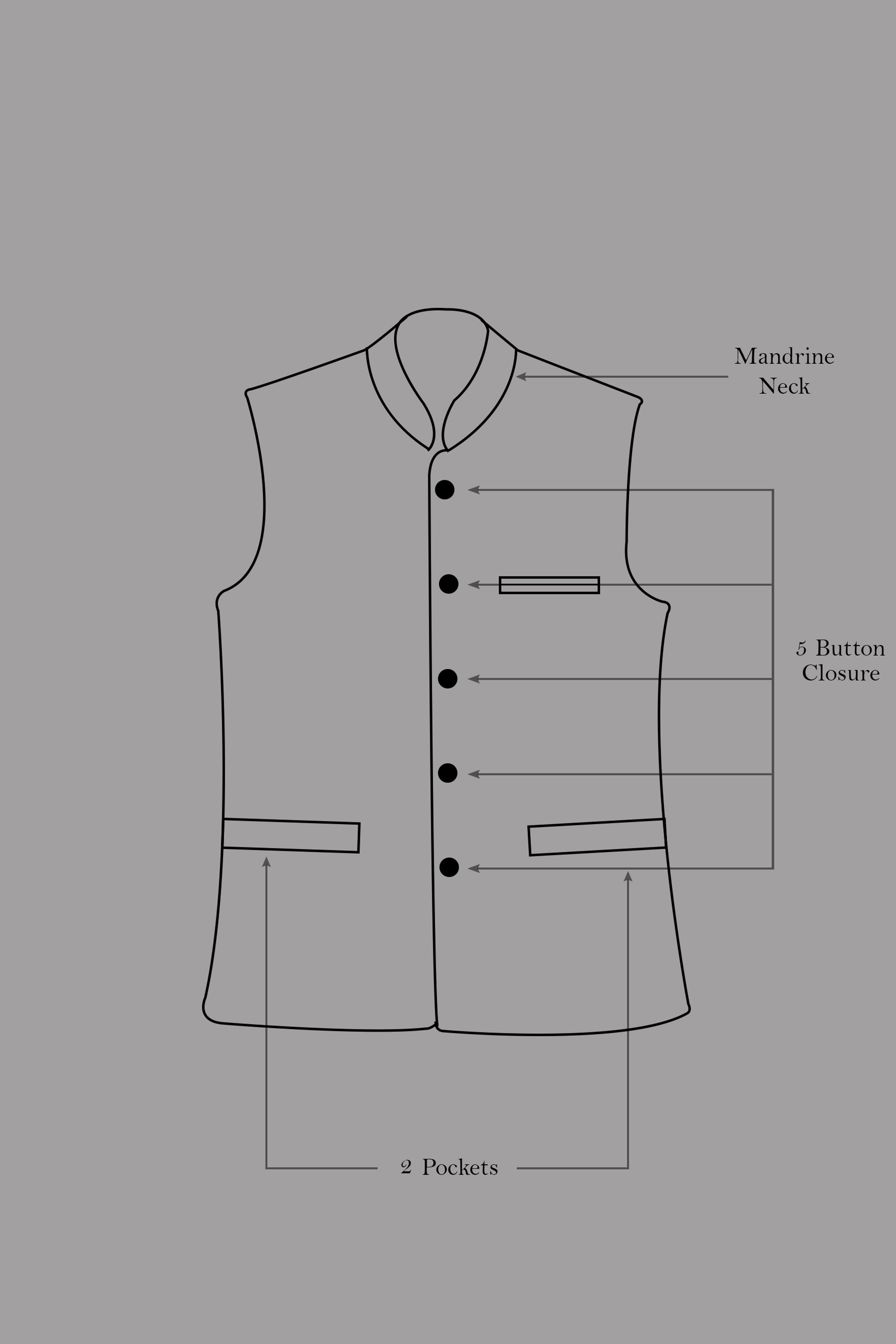 Elion-Bunker Blue Pencil Striped Wool Rich Slight Stretch Nehru Jacket
