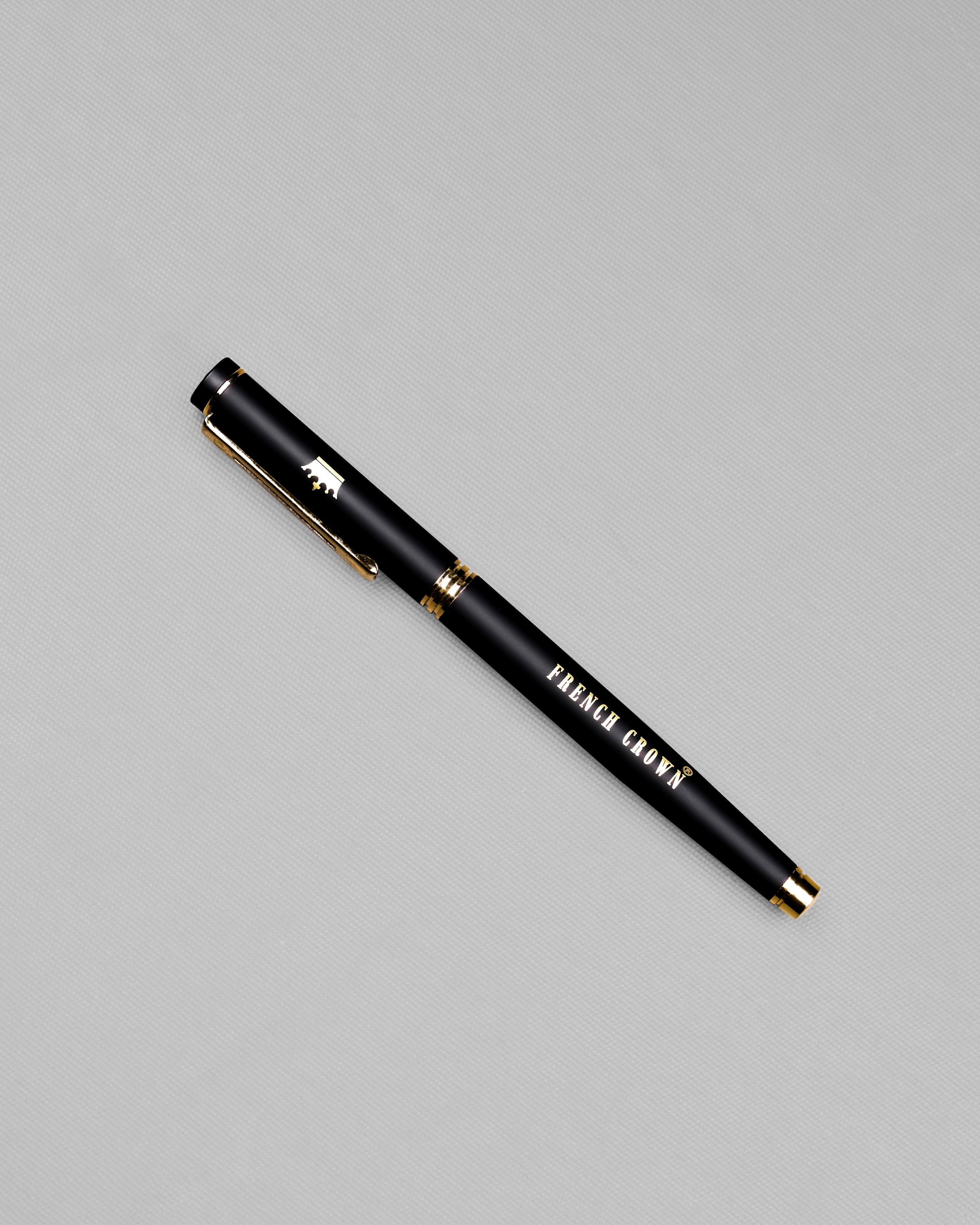 Glossy Jade Black with Rose Gold Detailed Roller Pen P005