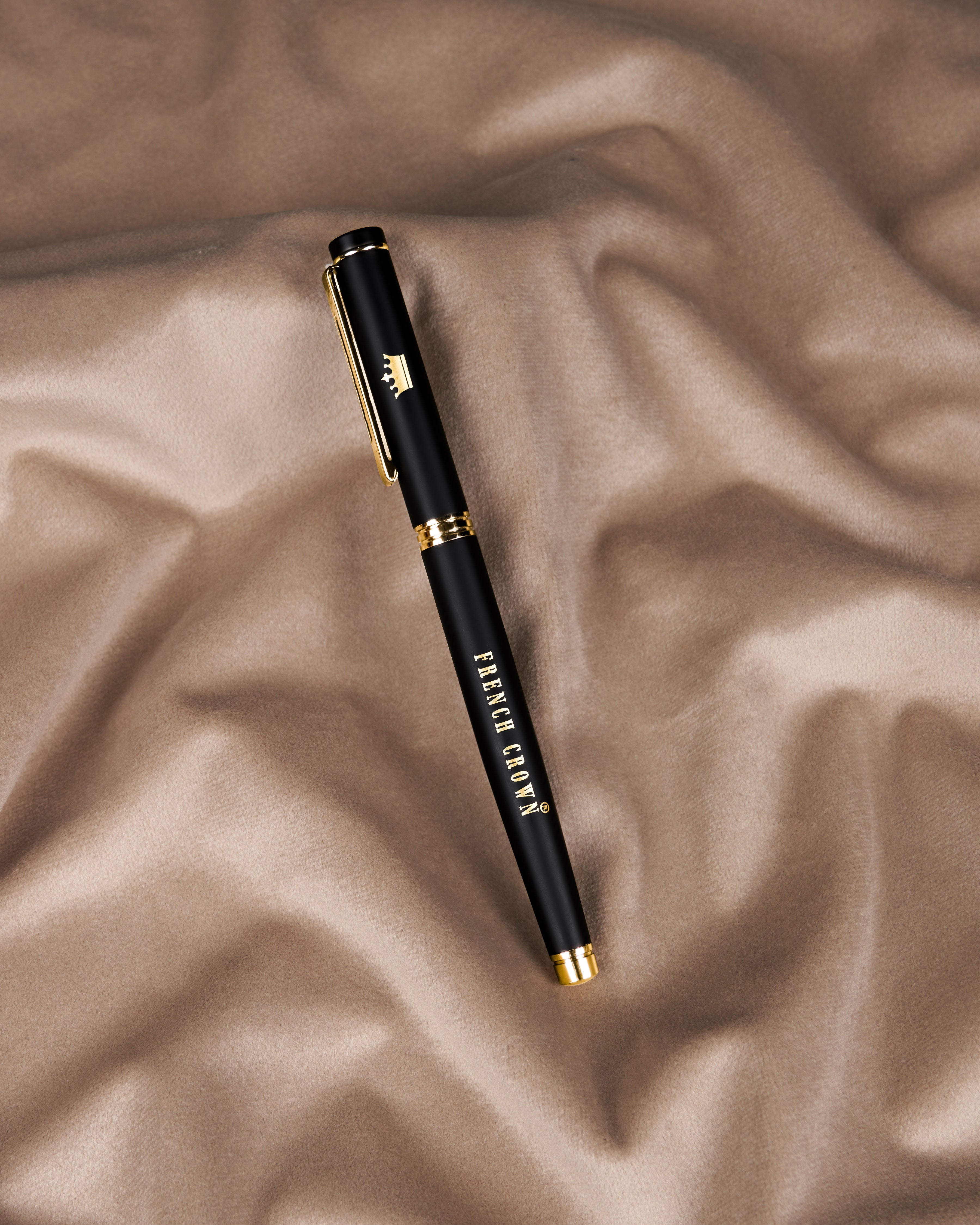 Glossy Jade Black with Rose Gold Detailed Roller Pen P005