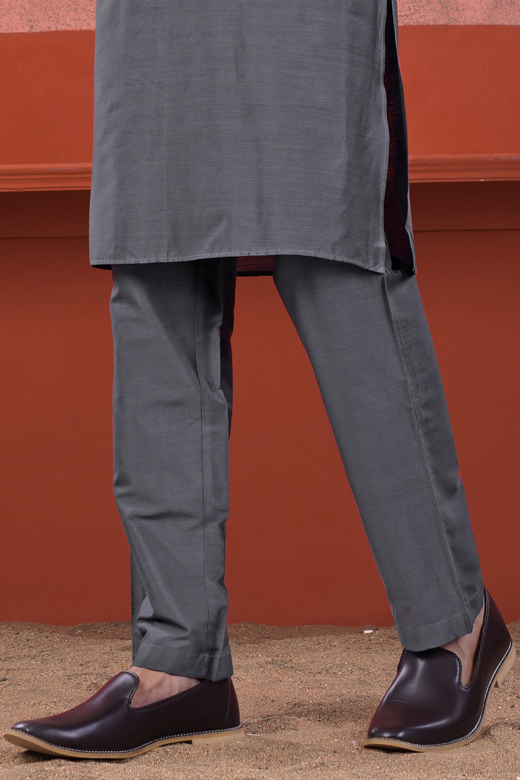 Fuscous Gray Subtle Sheen Viscose Pajama F-8950