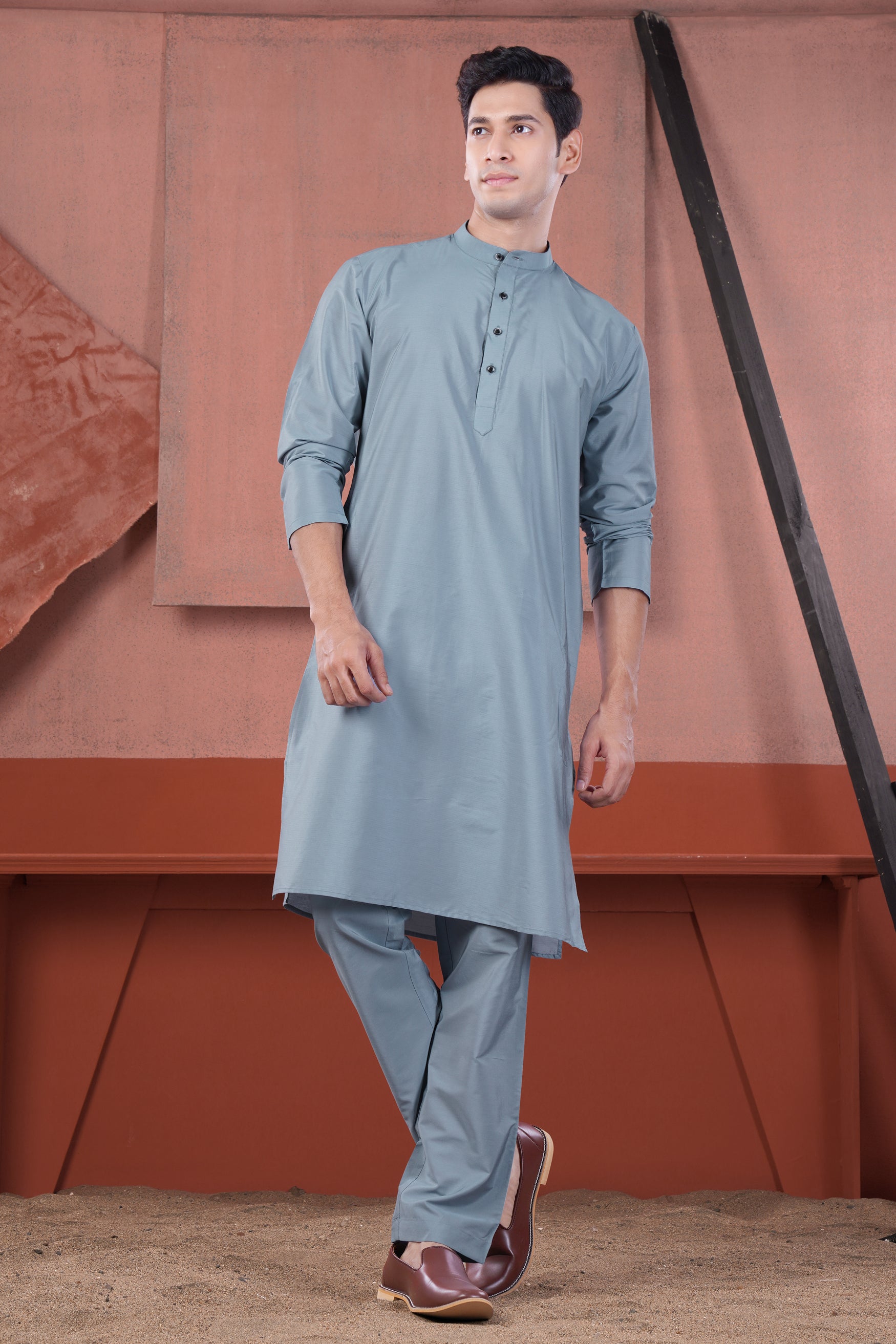 Regent Blue Subtle Sheen Viscose Pajama F-8945