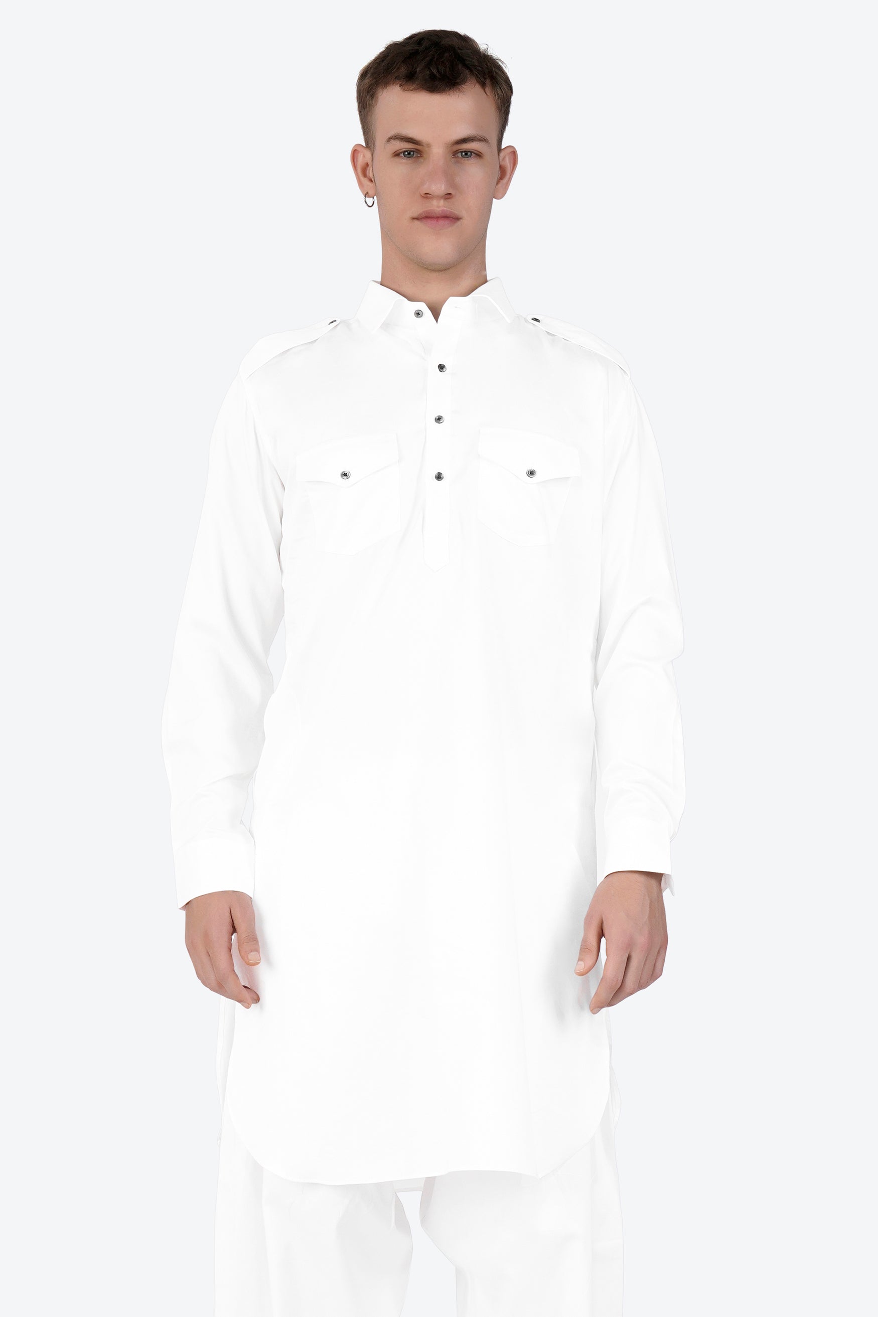 Bright White Subtle Sheen Super Soft Premium Cotton Pathani