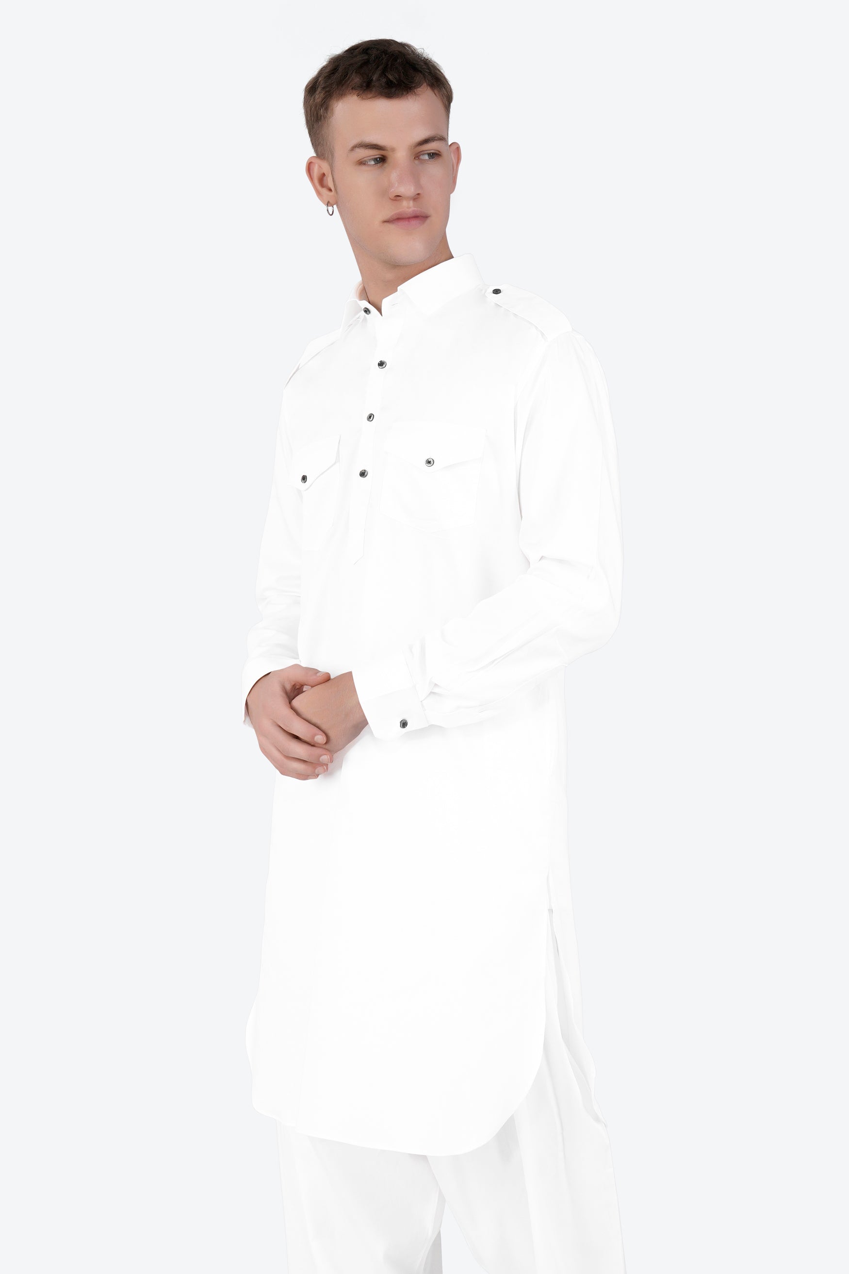 Bright White Subtle Sheen Super Soft Premium Cotton Pathani