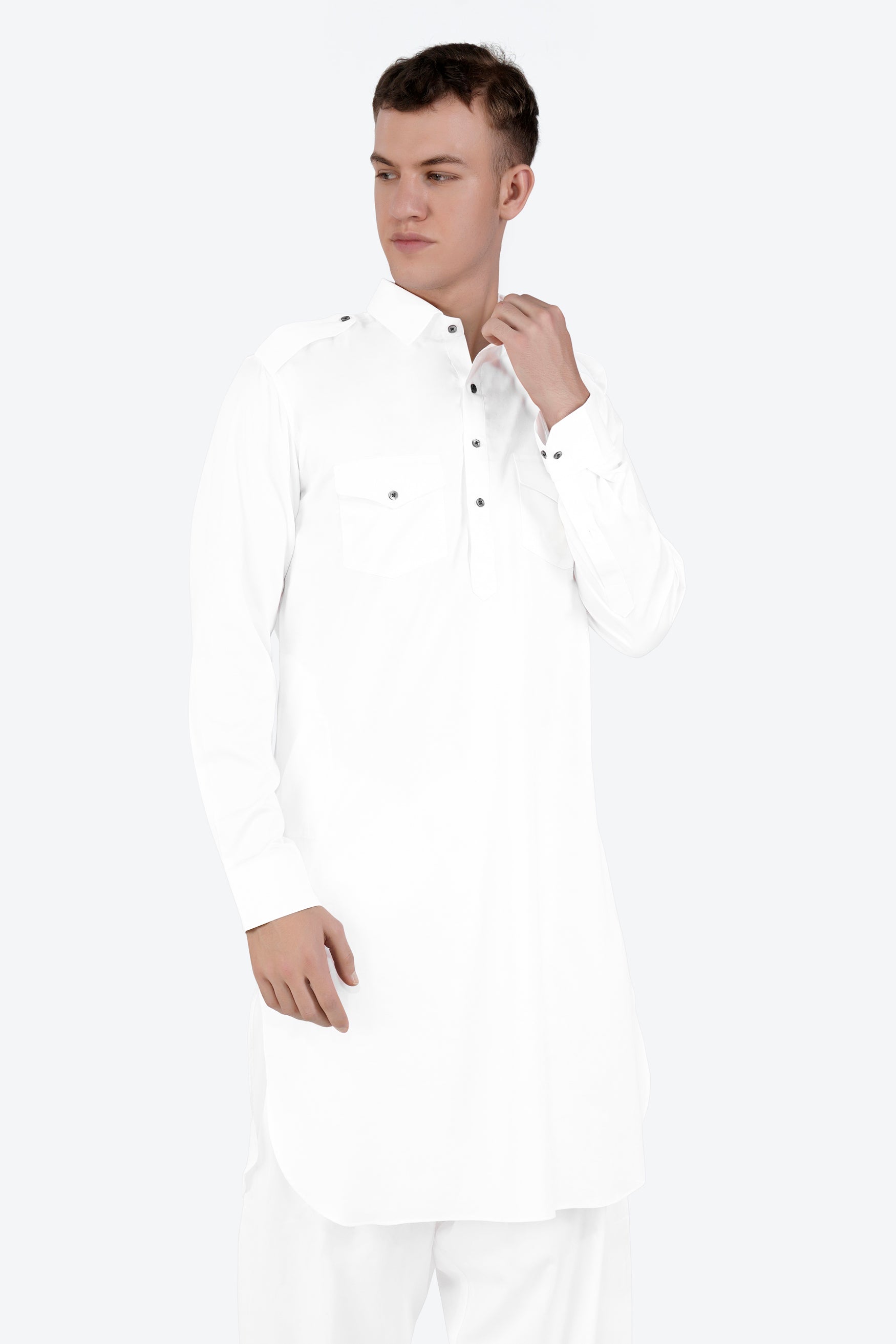 Bright White Subtle Sheen Super Soft Premium Cotton Pathani