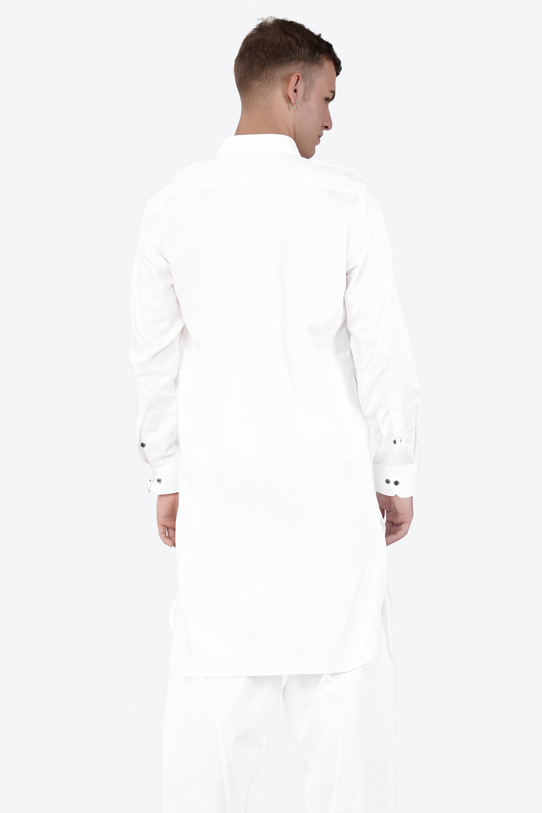 Bright White Subtle Sheen Super Soft Premium Cotton Pathani