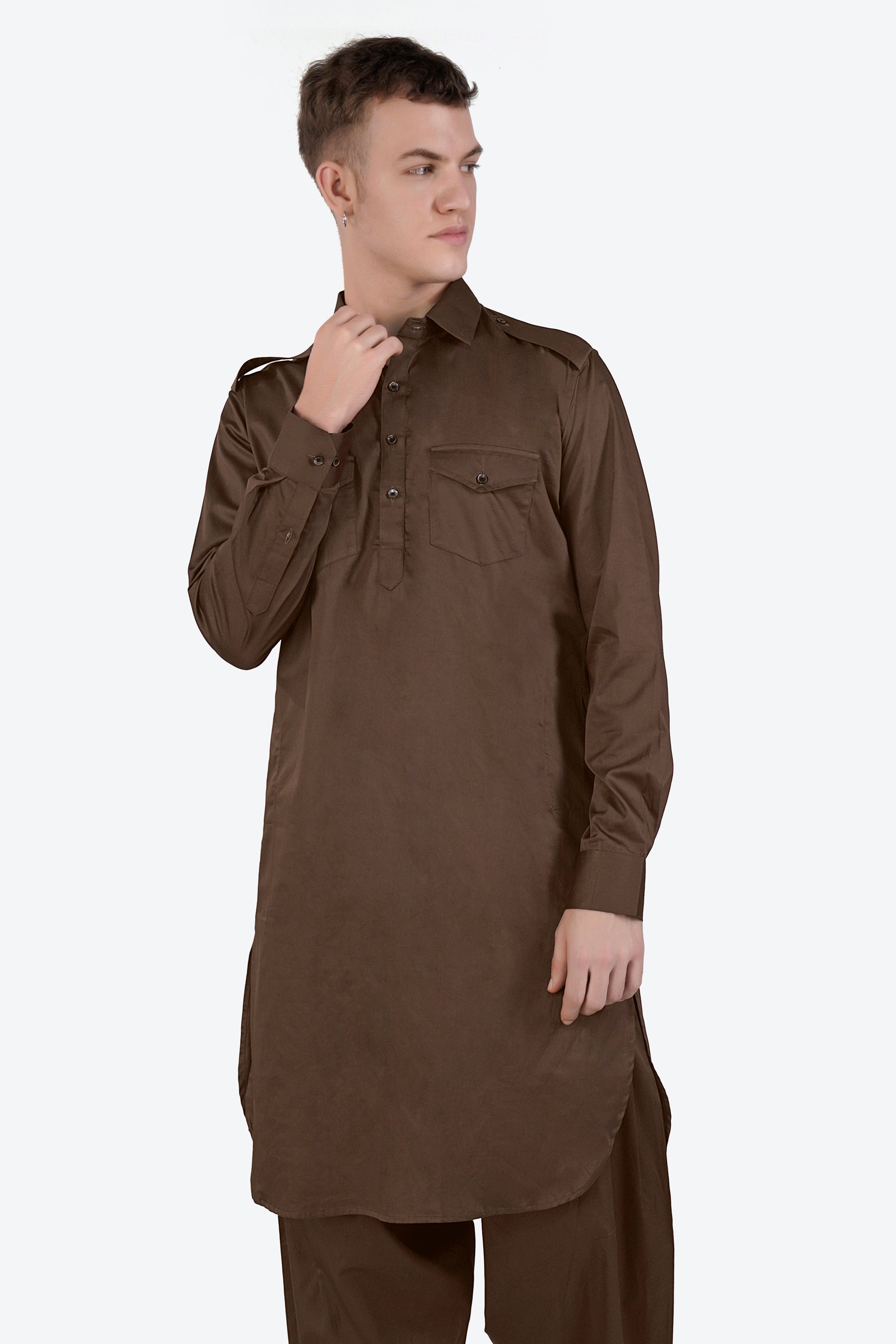 Medium Taupe Brown Subtle Sheen Super Soft Premium Cotton Pathani