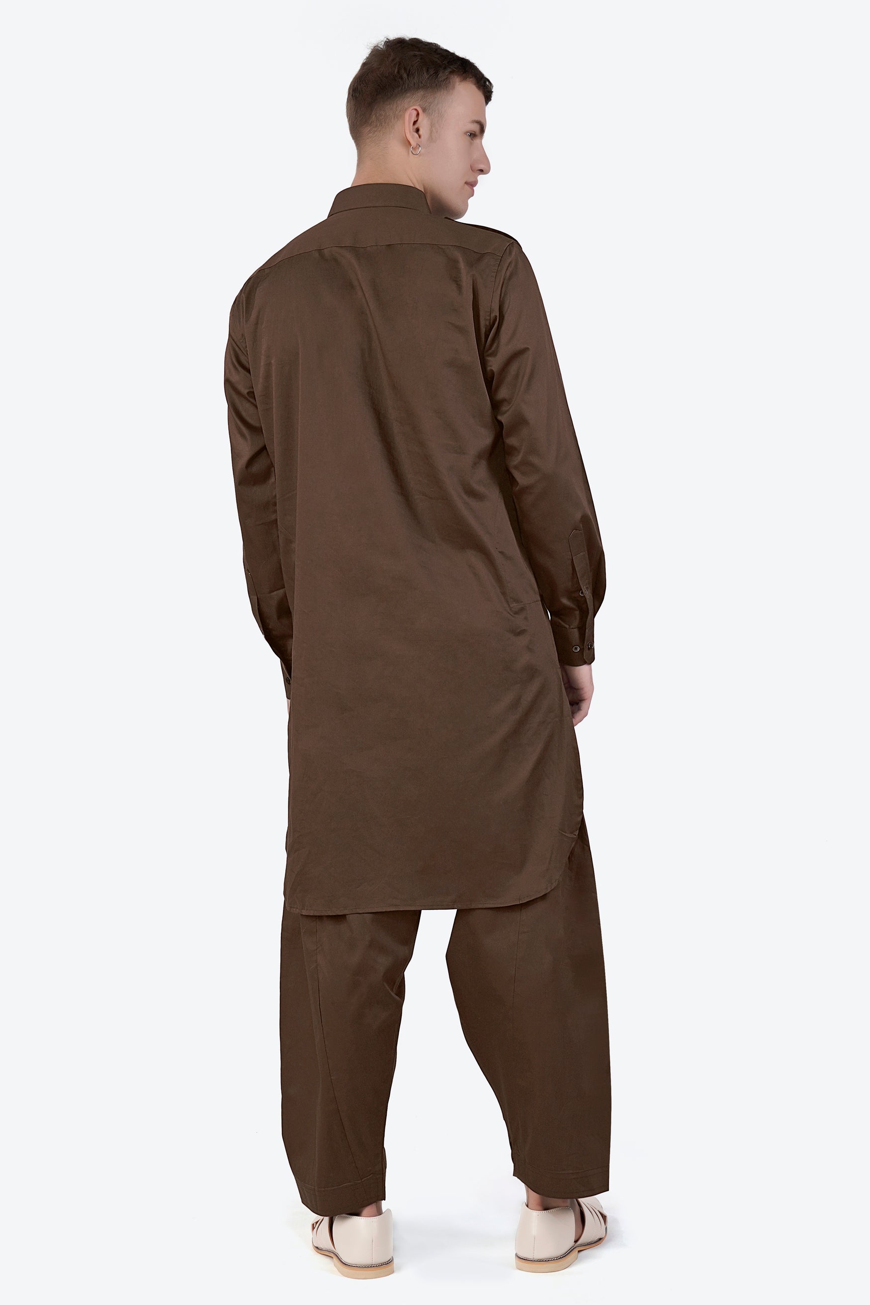 Medium Taupe Brown Subtle Sheen Super Soft Premium Cotton Pathani