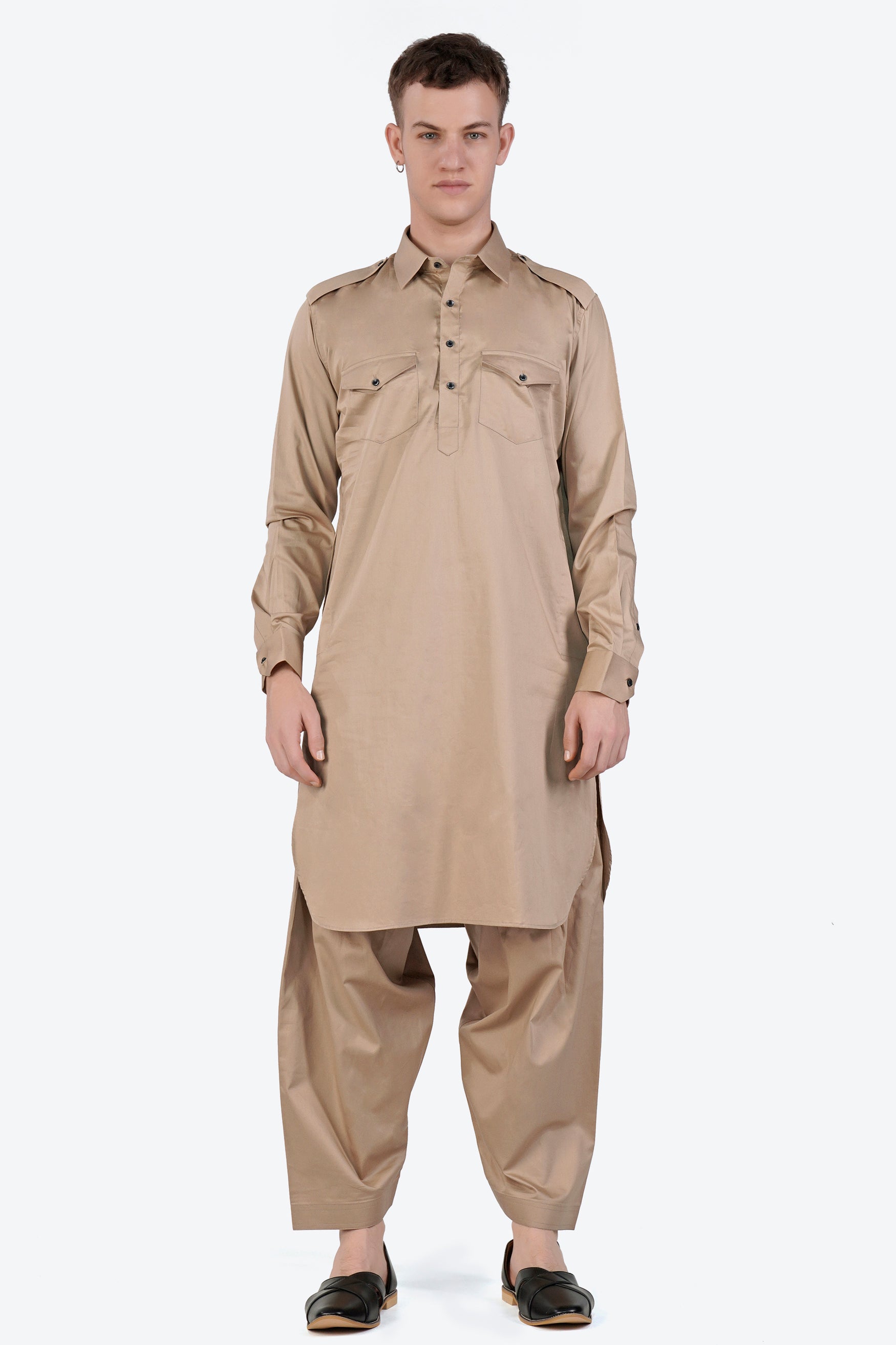 Cashmere Brown Subtle Sheen Super Soft Premium Cotton Pathani