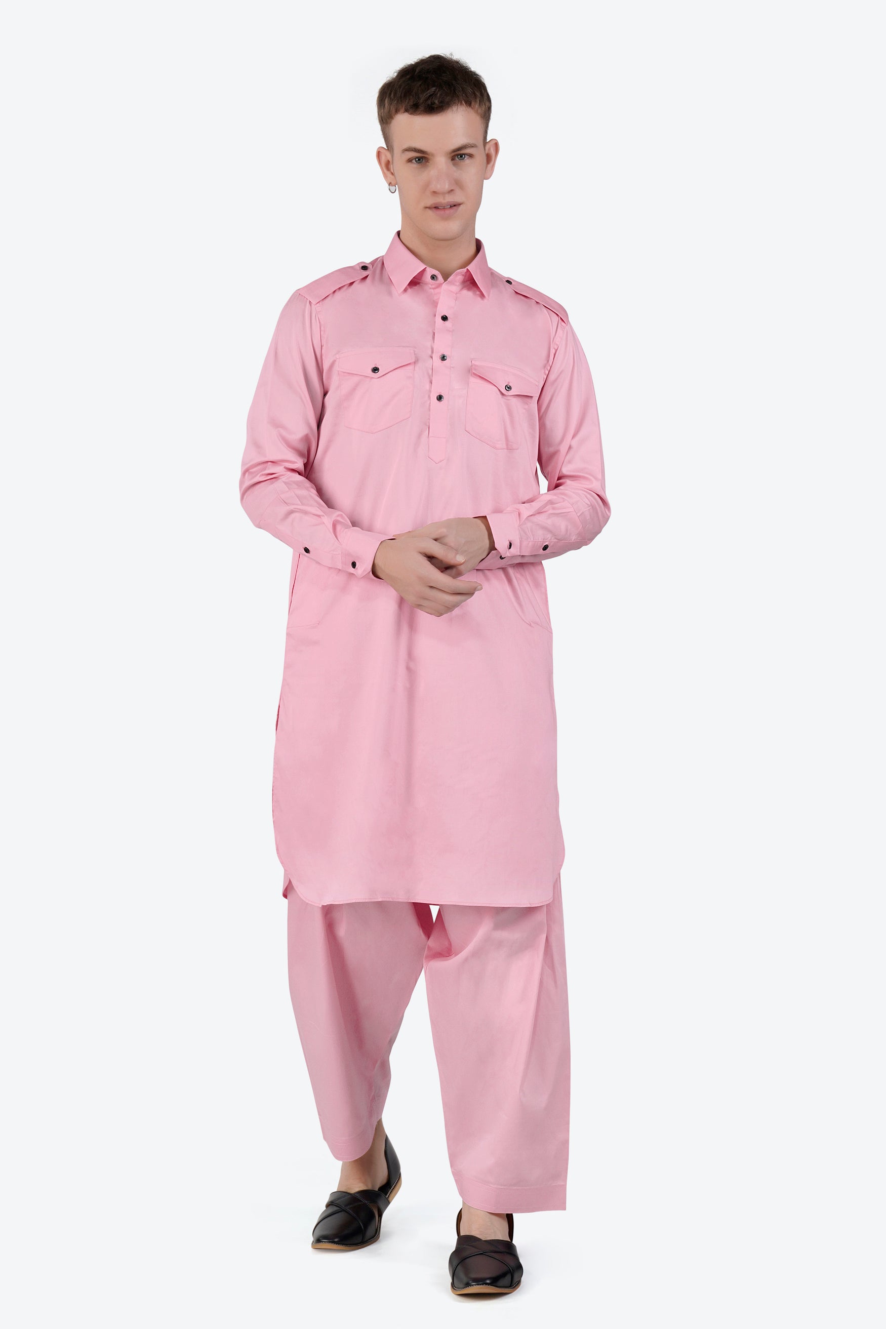 Azalea Pink Subtle Sheen Super Soft Premium Cotton Pathani