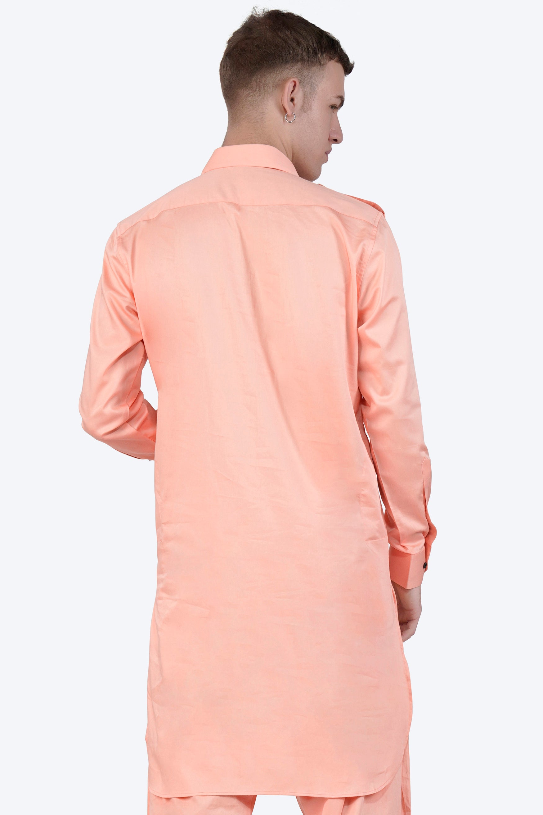 Melon Peach Subtle Sheen Super Soft Premium Cotton Pathani