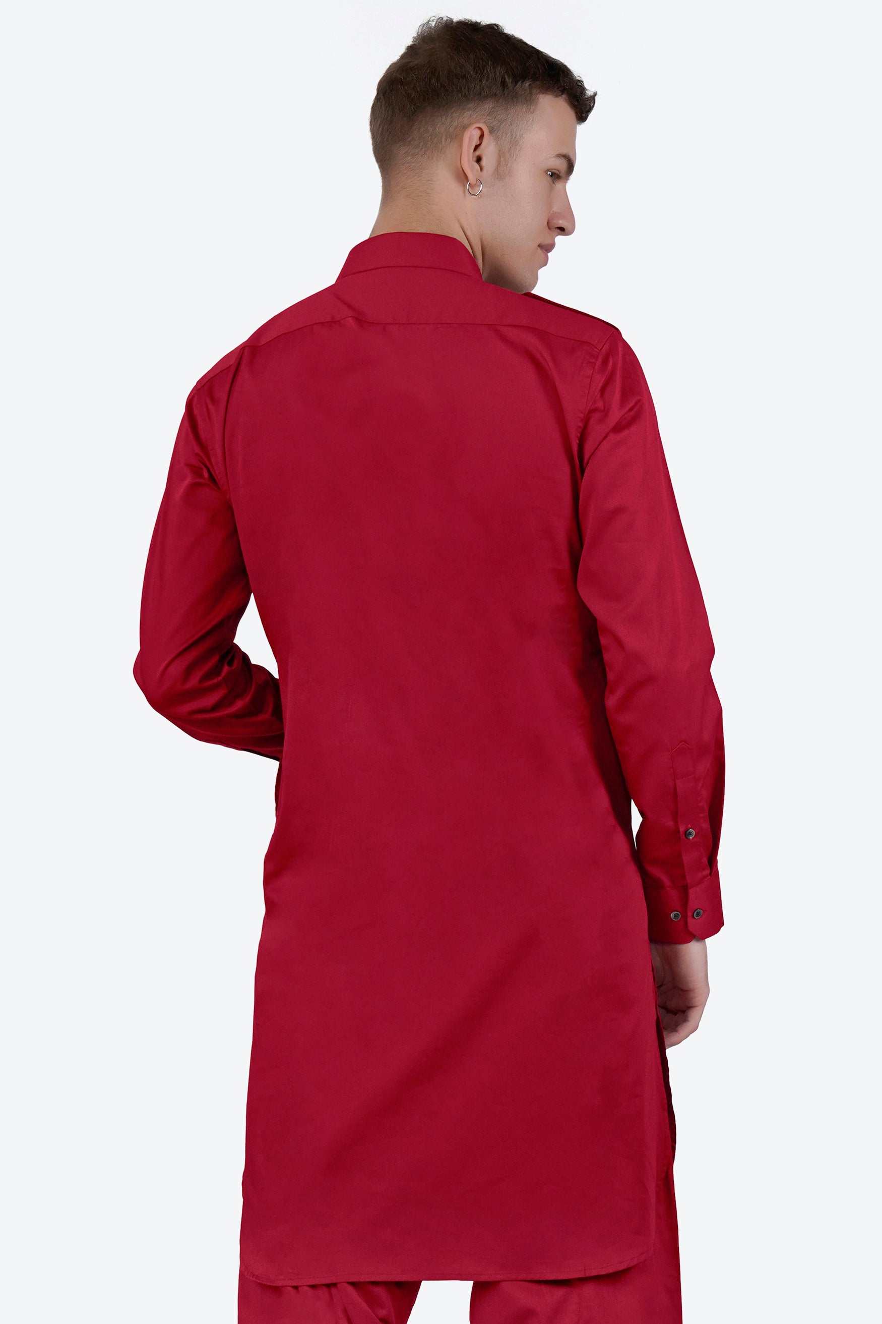 Vivid Auburn Red Subtle Sheen Super Soft Premium Cotton Pathani