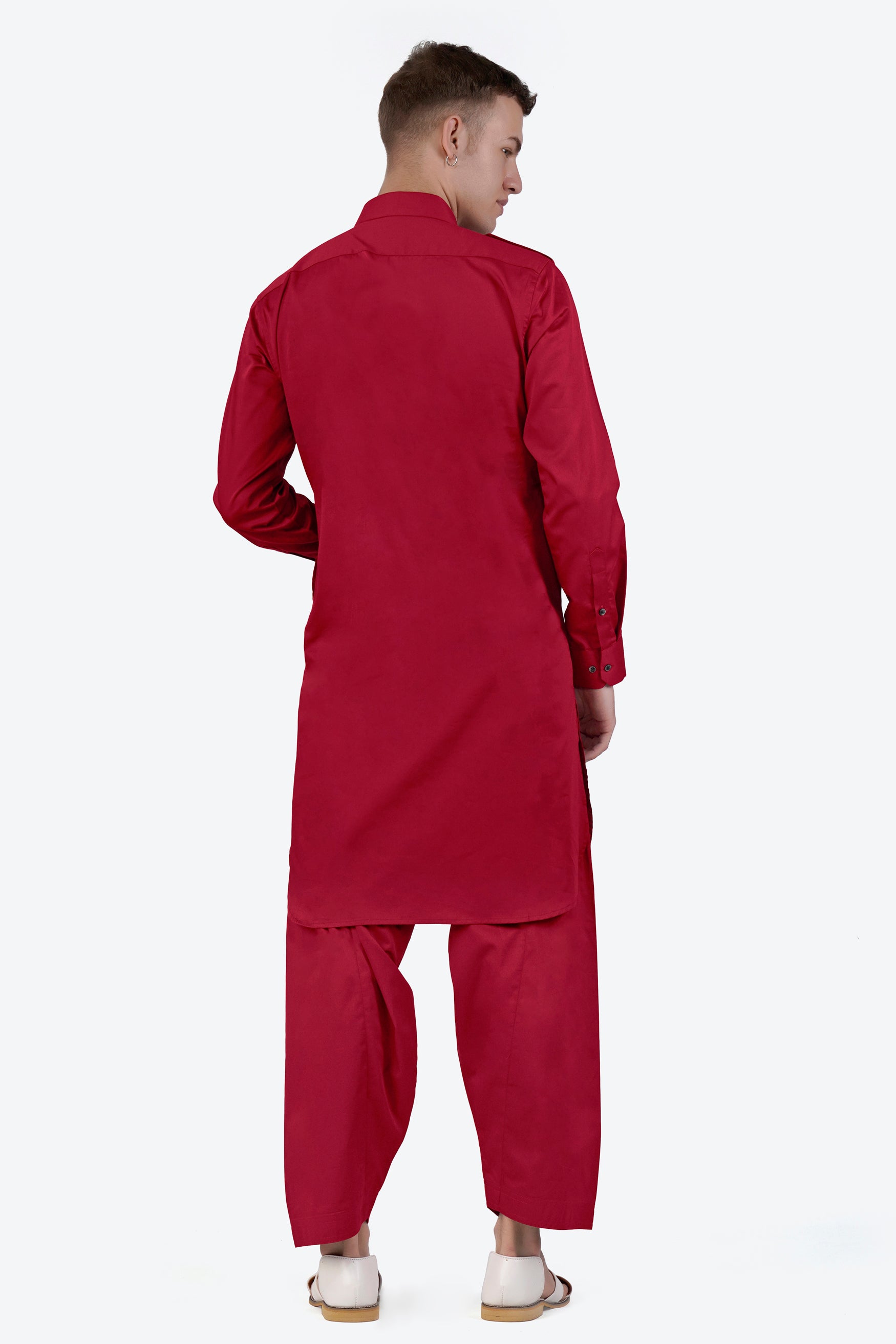 Vivid Auburn Red Subtle Sheen Super Soft Premium Cotton Pathani