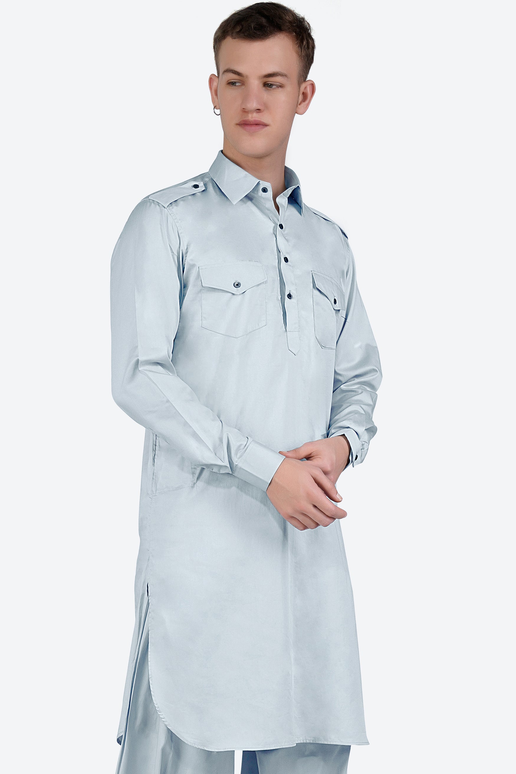 Oyster Gray Subtle Sheen Super Soft Premium Cotton Pathani