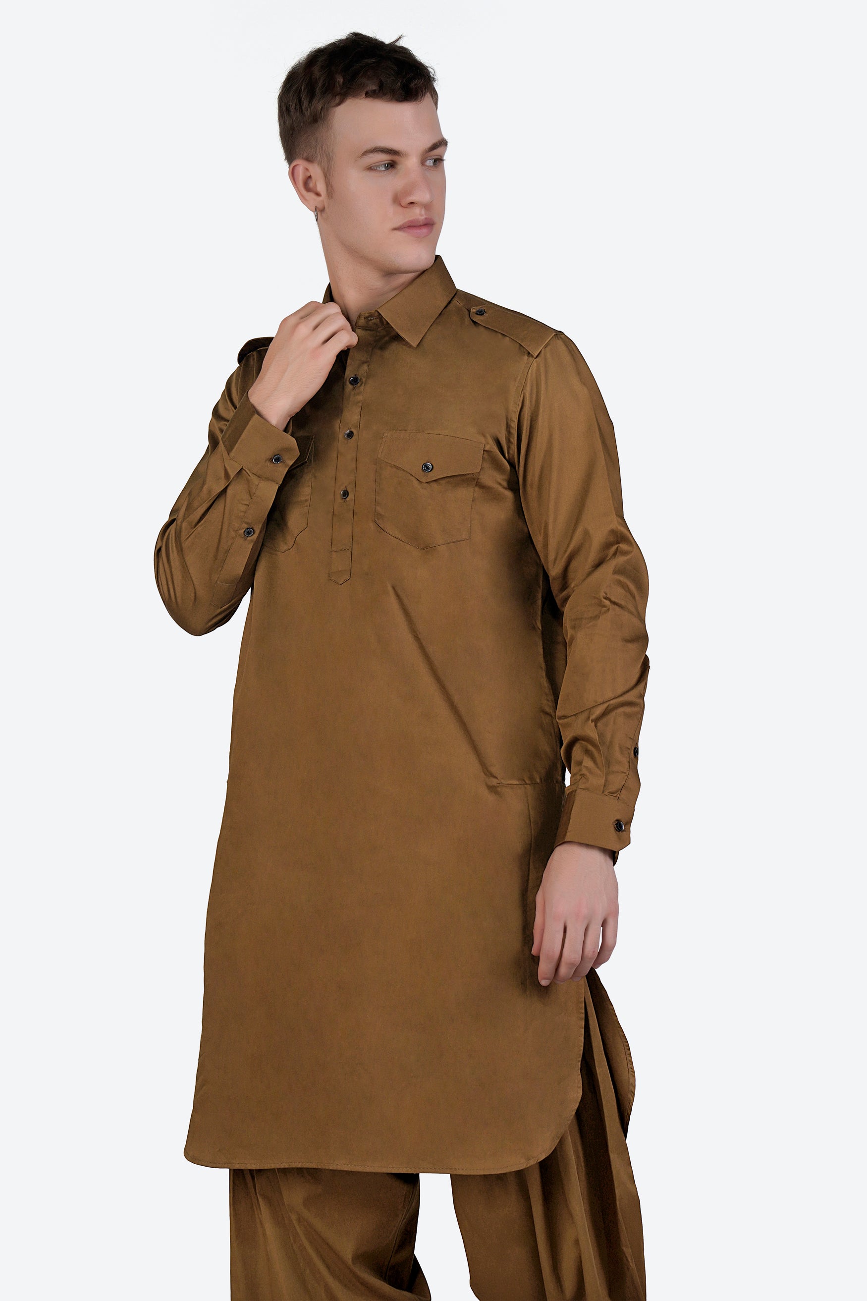 Nutmeg Brown Subtle Sheen Super Soft Premium Cotton Pathani