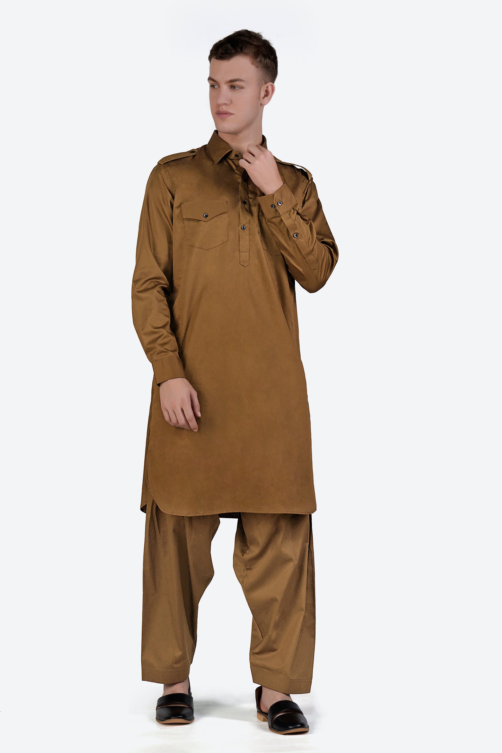 Nutmeg Brown Subtle Sheen Super Soft Premium Cotton Pathani