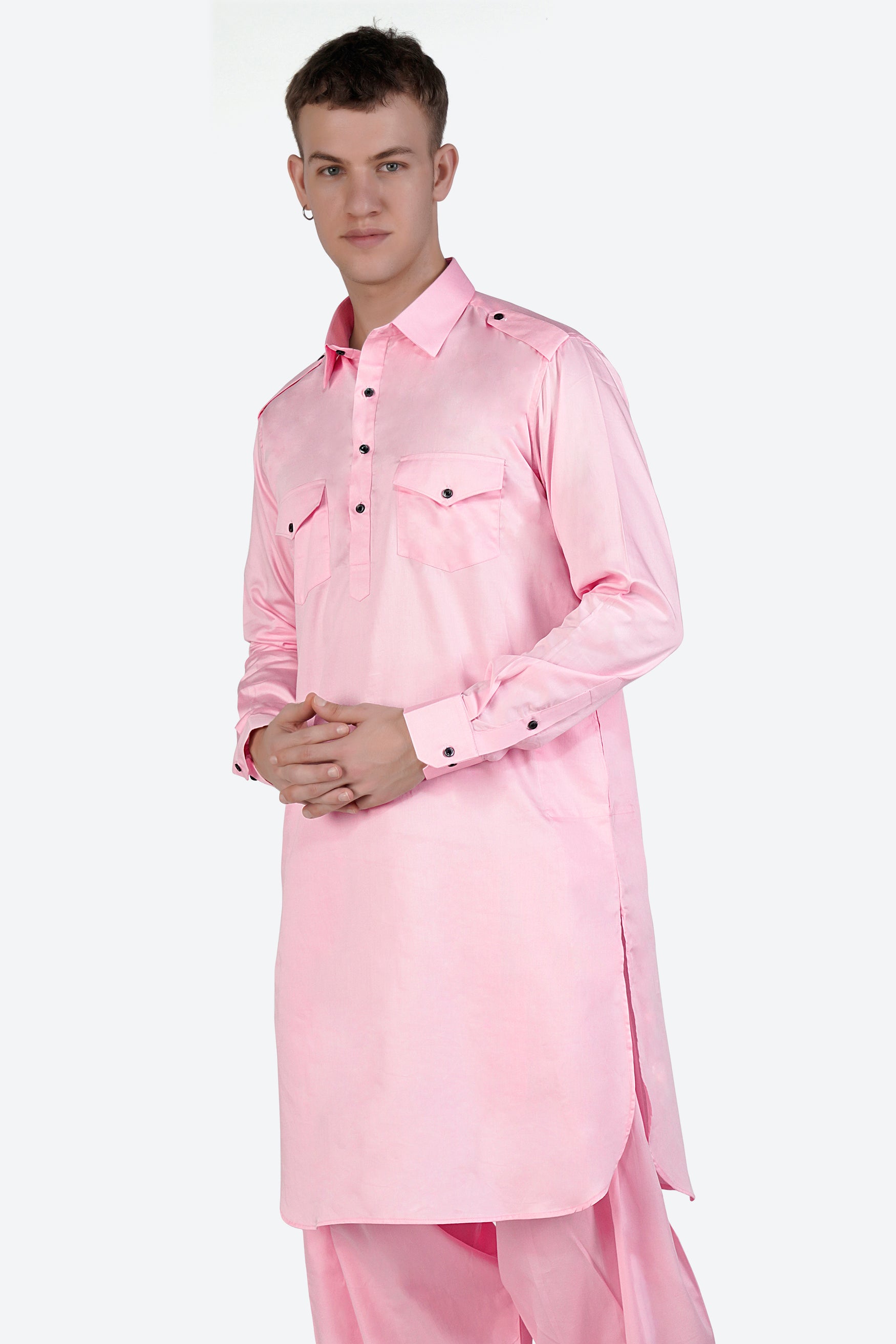 Pastel Pink Subtle Sheen Super Soft Premium Cotton Pathani