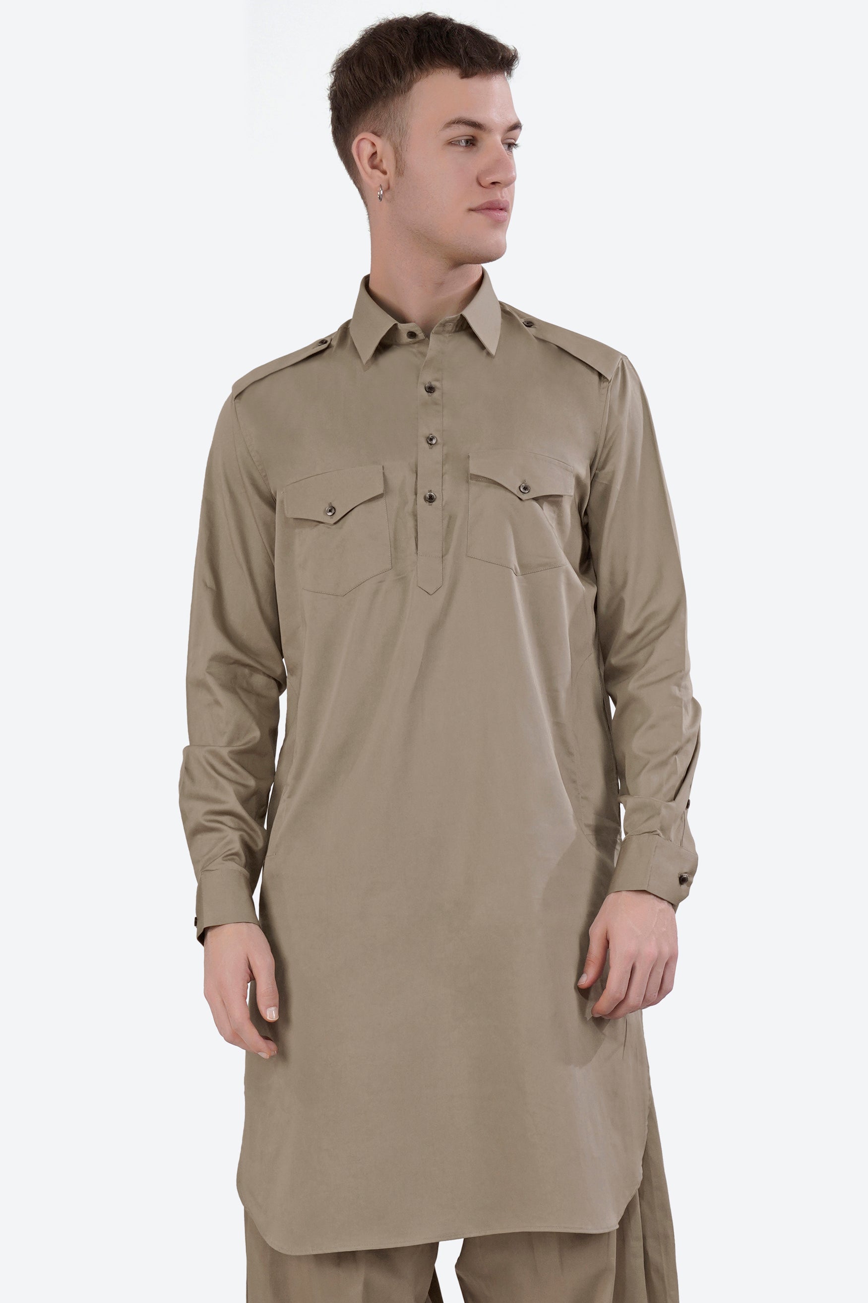Arrowtown Brown Subtle Sheen Super Soft Premium Cotton Pathani