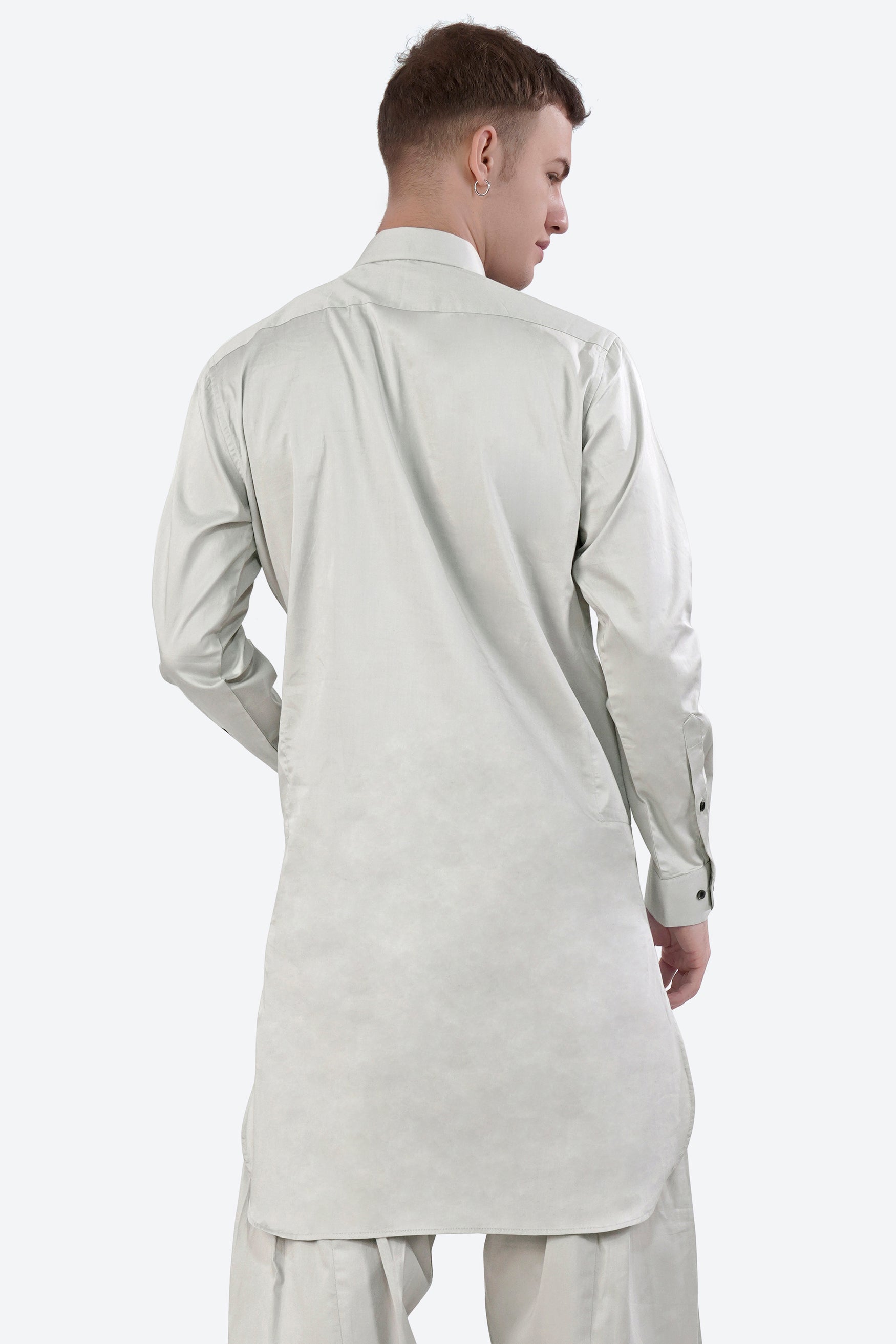 Celeste Gray Subtle Sheen Super Soft Premium Cotton Pathani