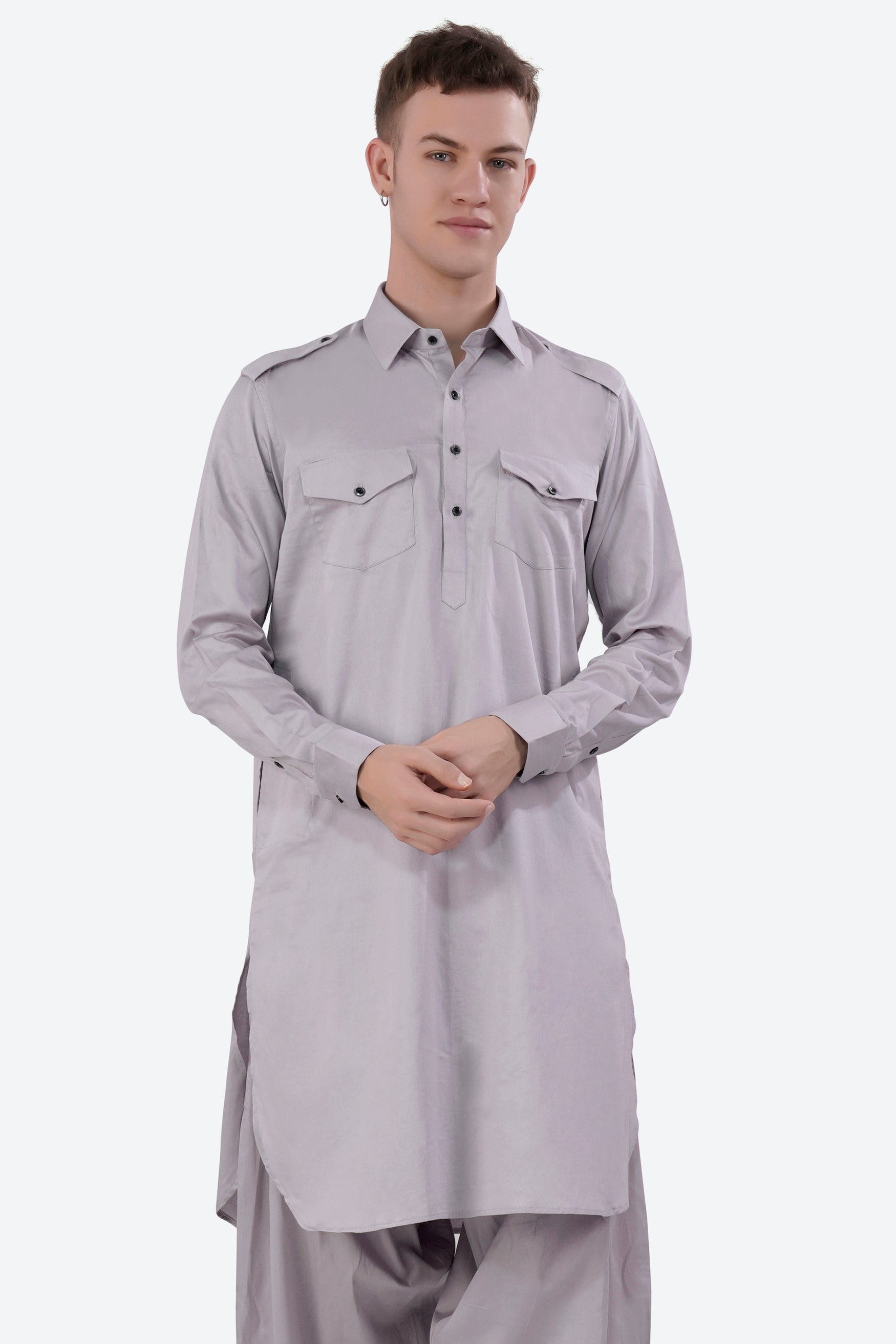 Pale Slate Lavender Subtle Sheen Super Soft Premium Cotton Pathani