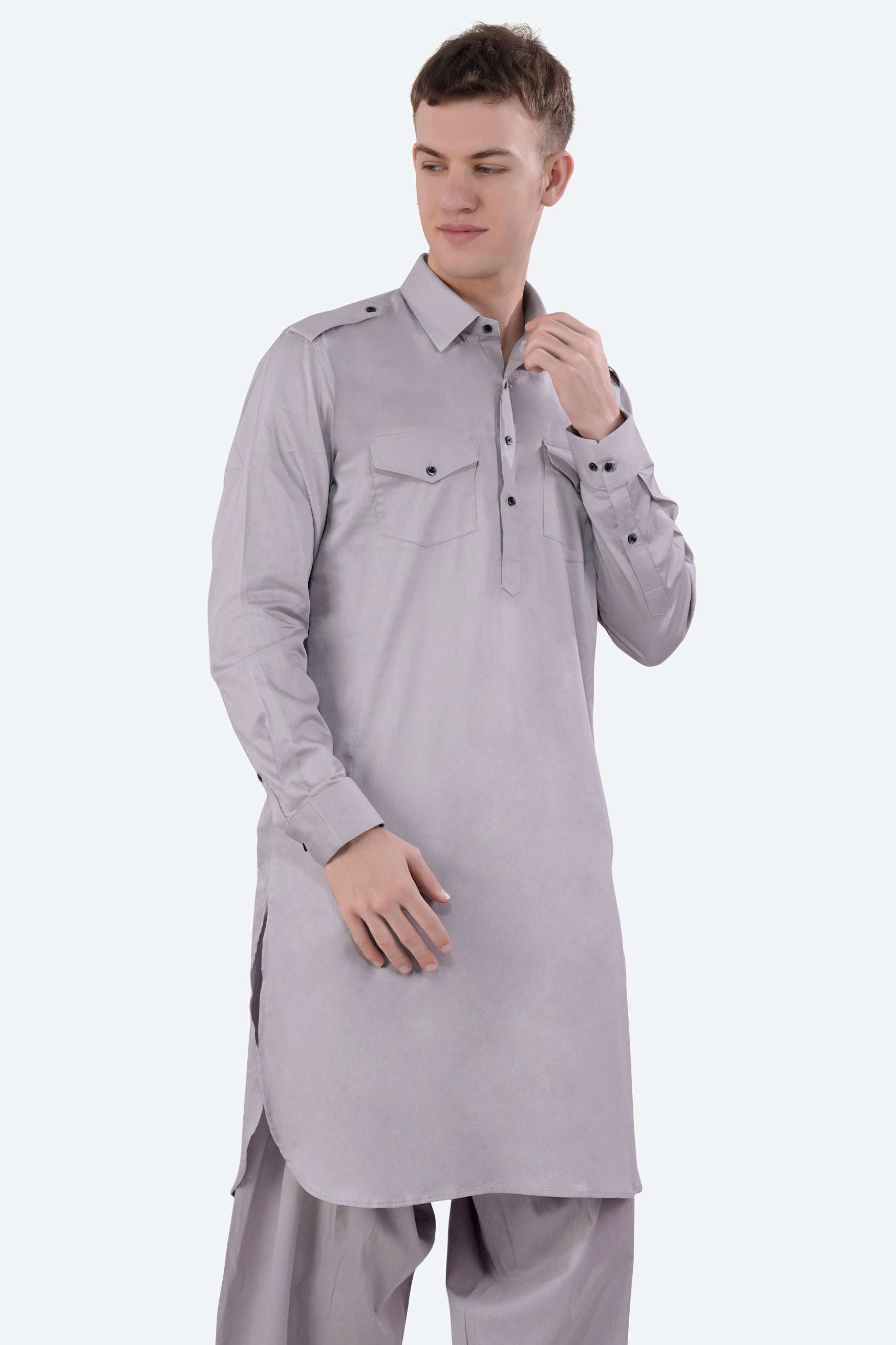 Pale Slate Lavender Subtle Sheen Super Soft Premium Cotton Pathani