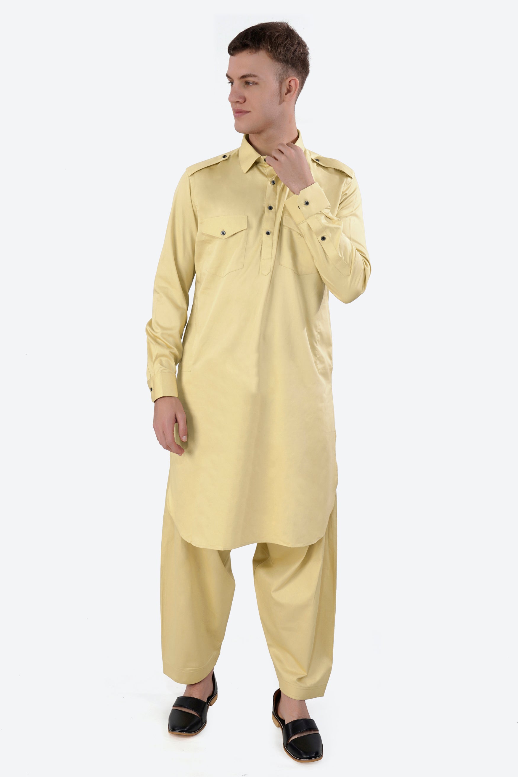 Sidecar Beige Subtle Sheen Super Soft Premium Cotton Pathani