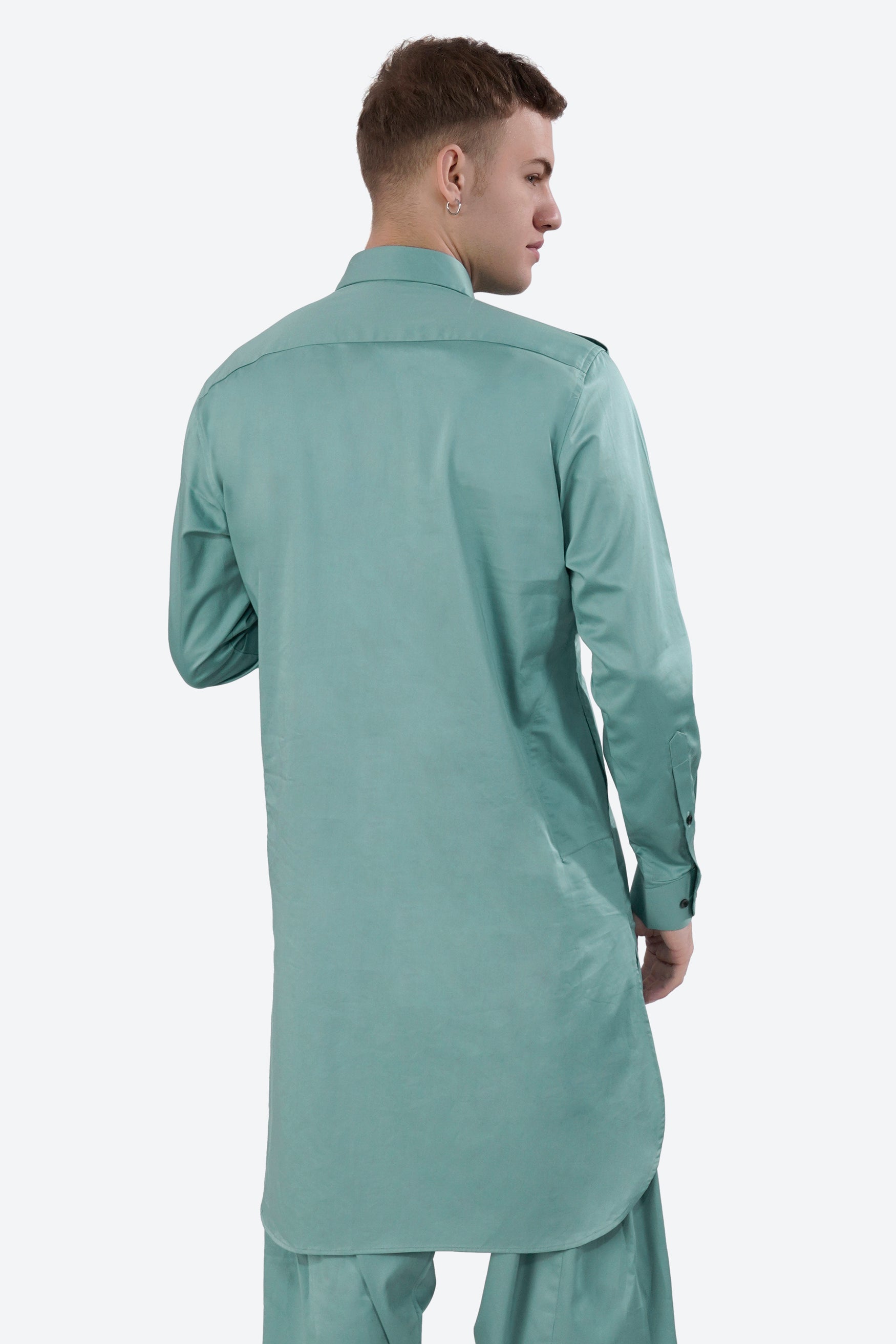 Neptune Blue Subtle Sheen Super Soft Premium Cotton Pathani