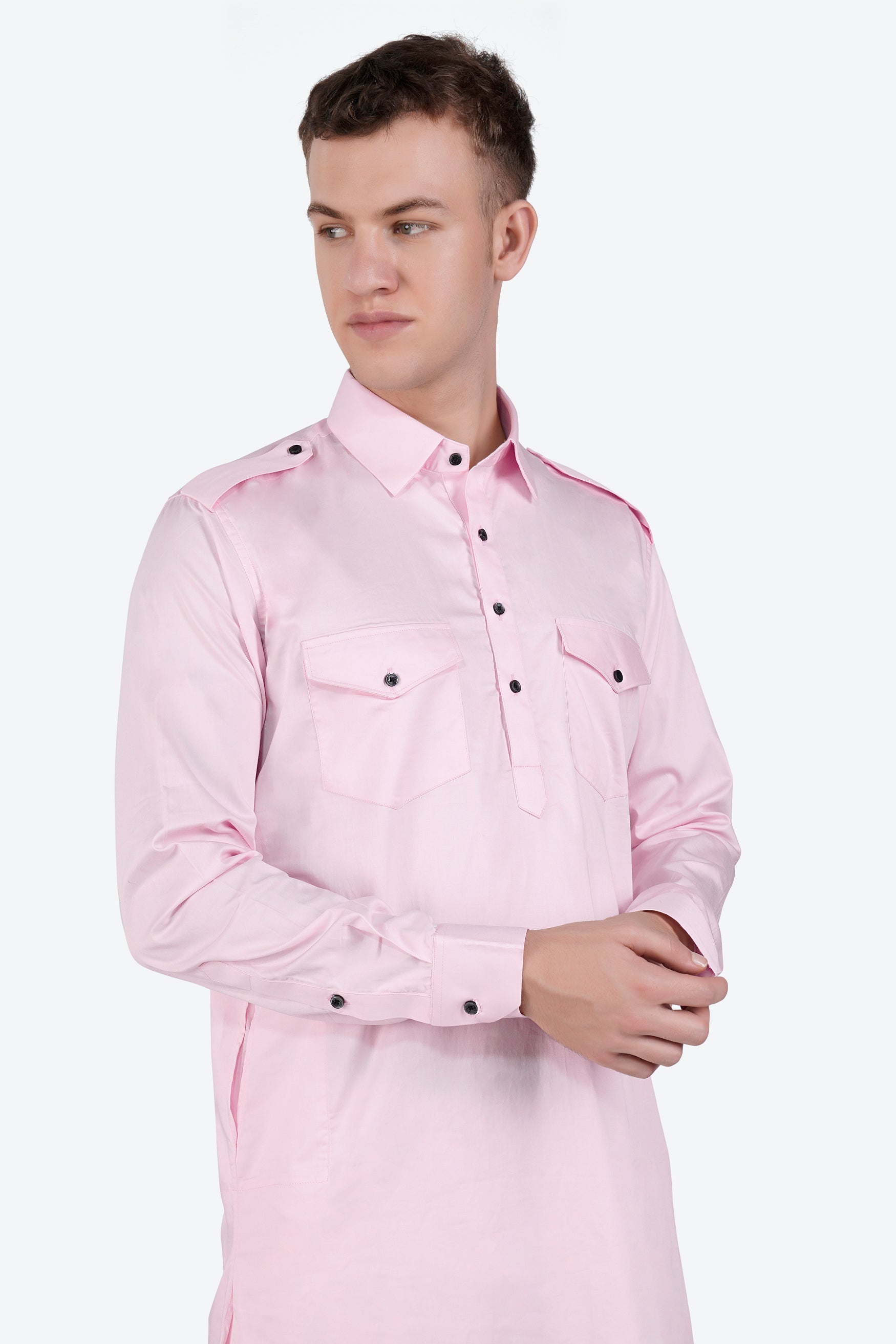 Carousel Pink Subtle Sheen Super Soft Premium Cotton Pathani