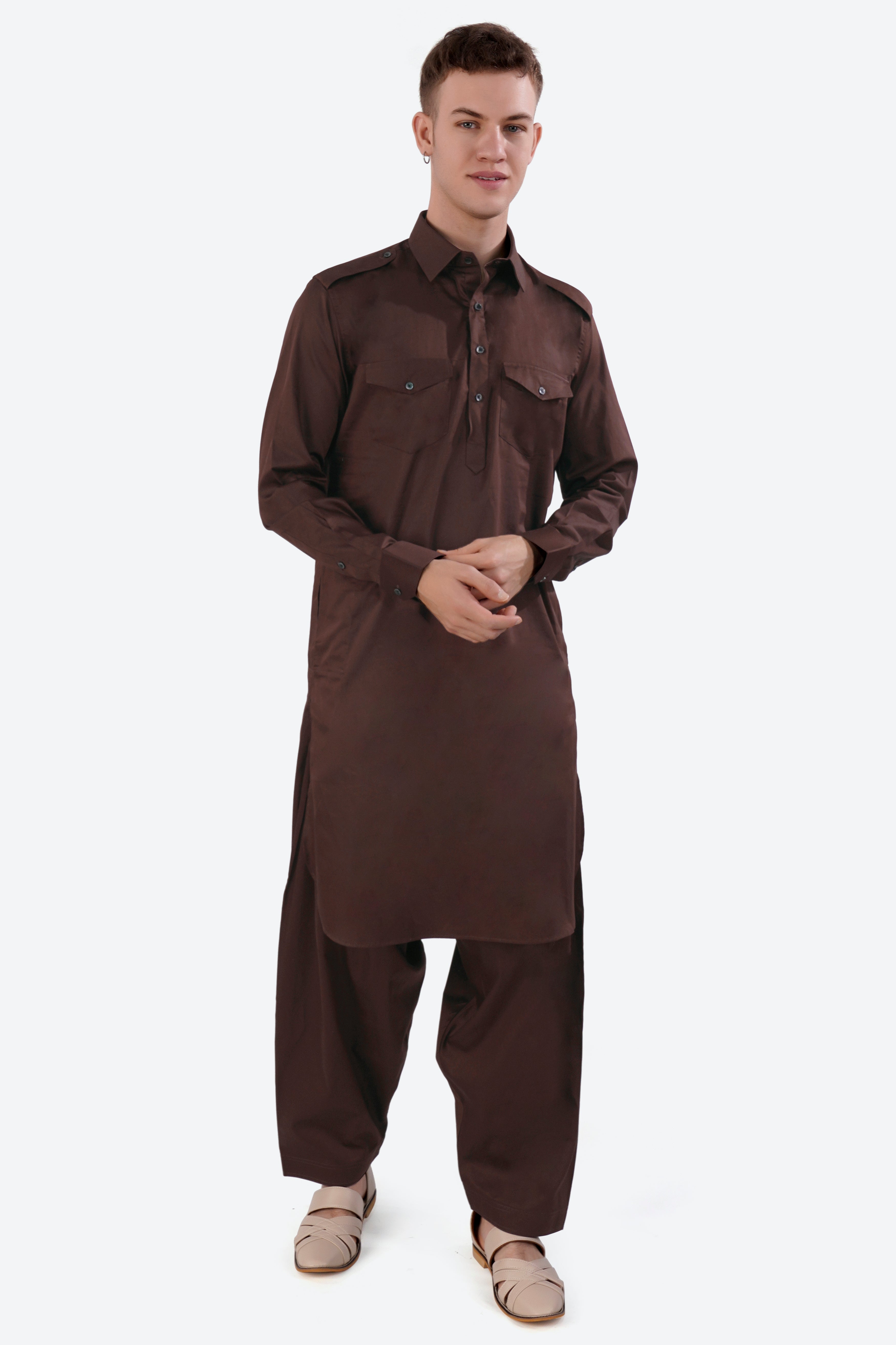 Bistre Brown Subtle Sheen Super Soft Premium Cotton Dhoti