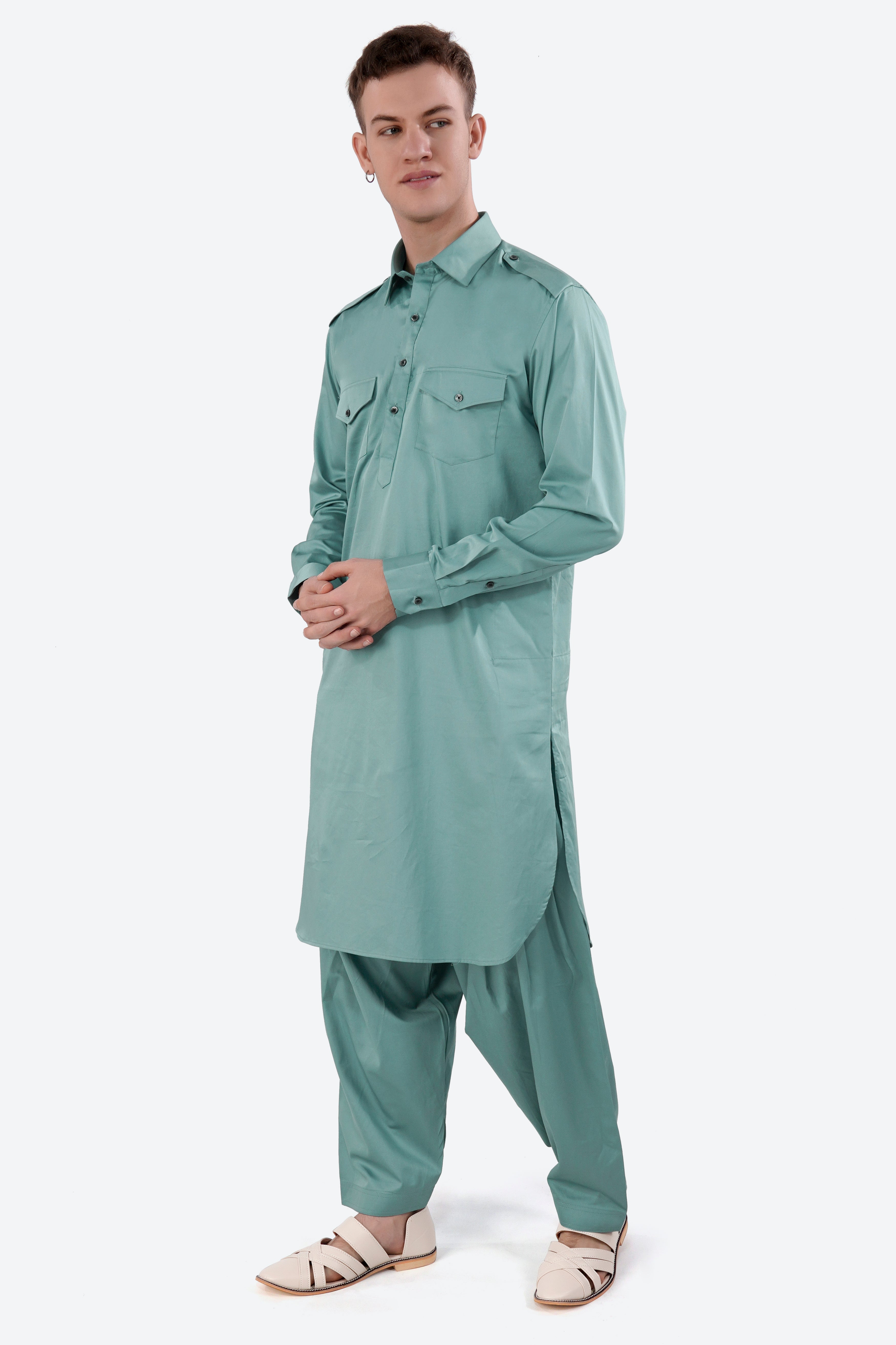 Neptune Blue Subtle Sheen Super Soft Premium Cotton Dhoti