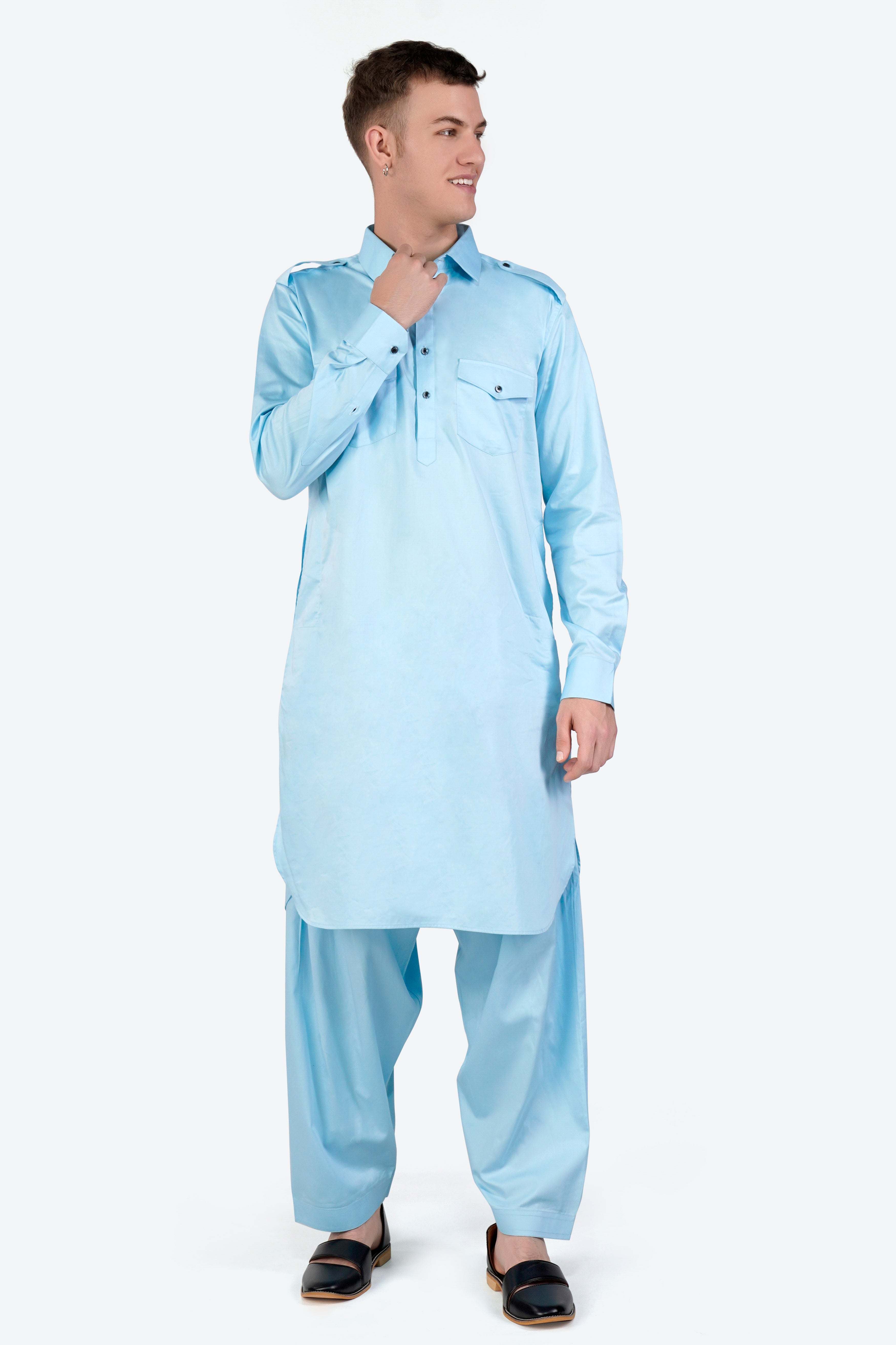 Turquoise Blue Dhoti F-6321